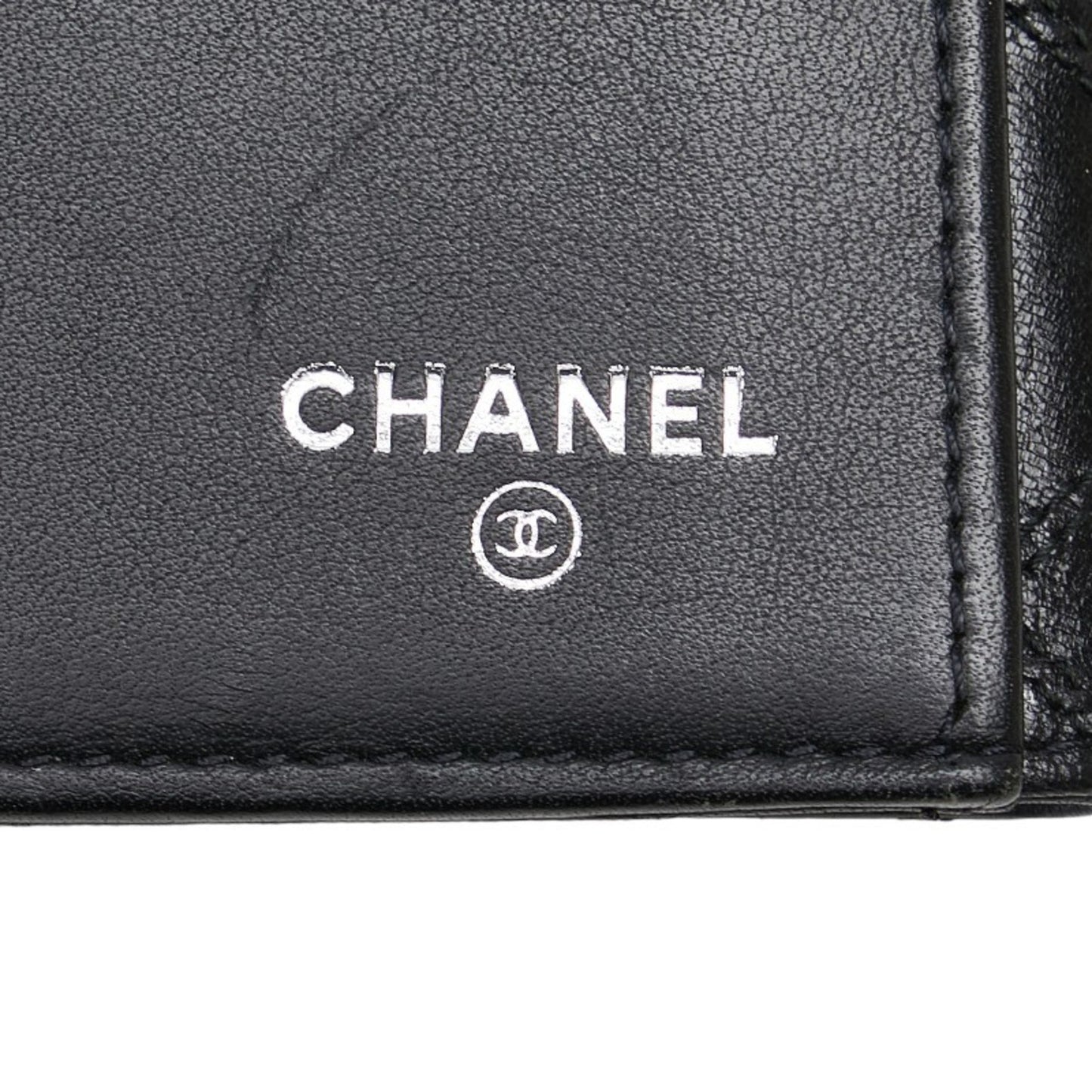 Chanel Coco button, Black, Leather, wallet