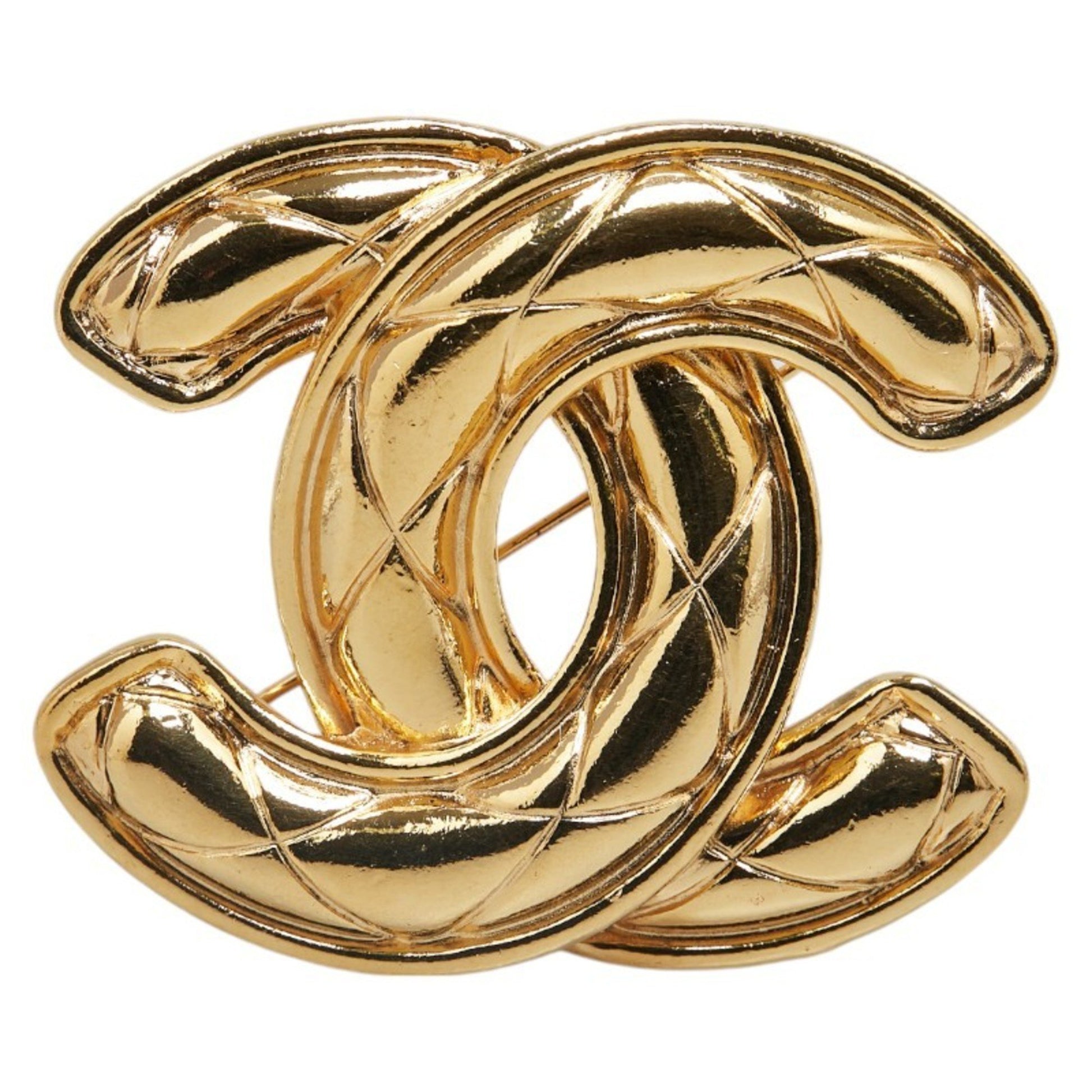 Chanel Logo CC, Gold, Gold Plated, brooch