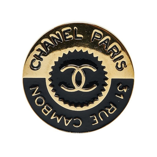 Chanel Cambon line, Black, Gold Plated, brooch