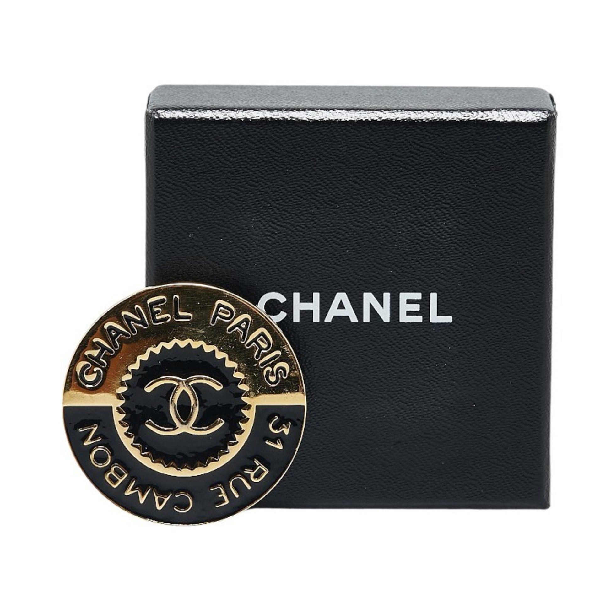 Chanel Cambon line, Black, Gold Plated, brooch