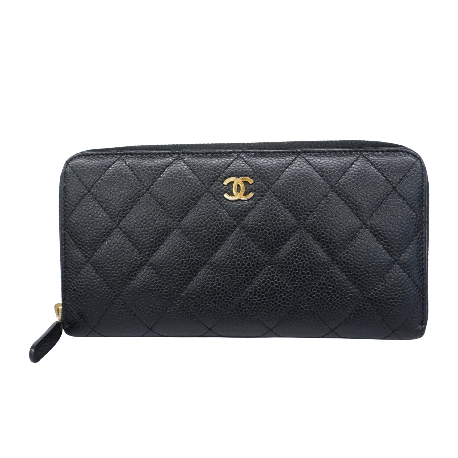 Chanel Zip around wallet, Black, Leather, wallet