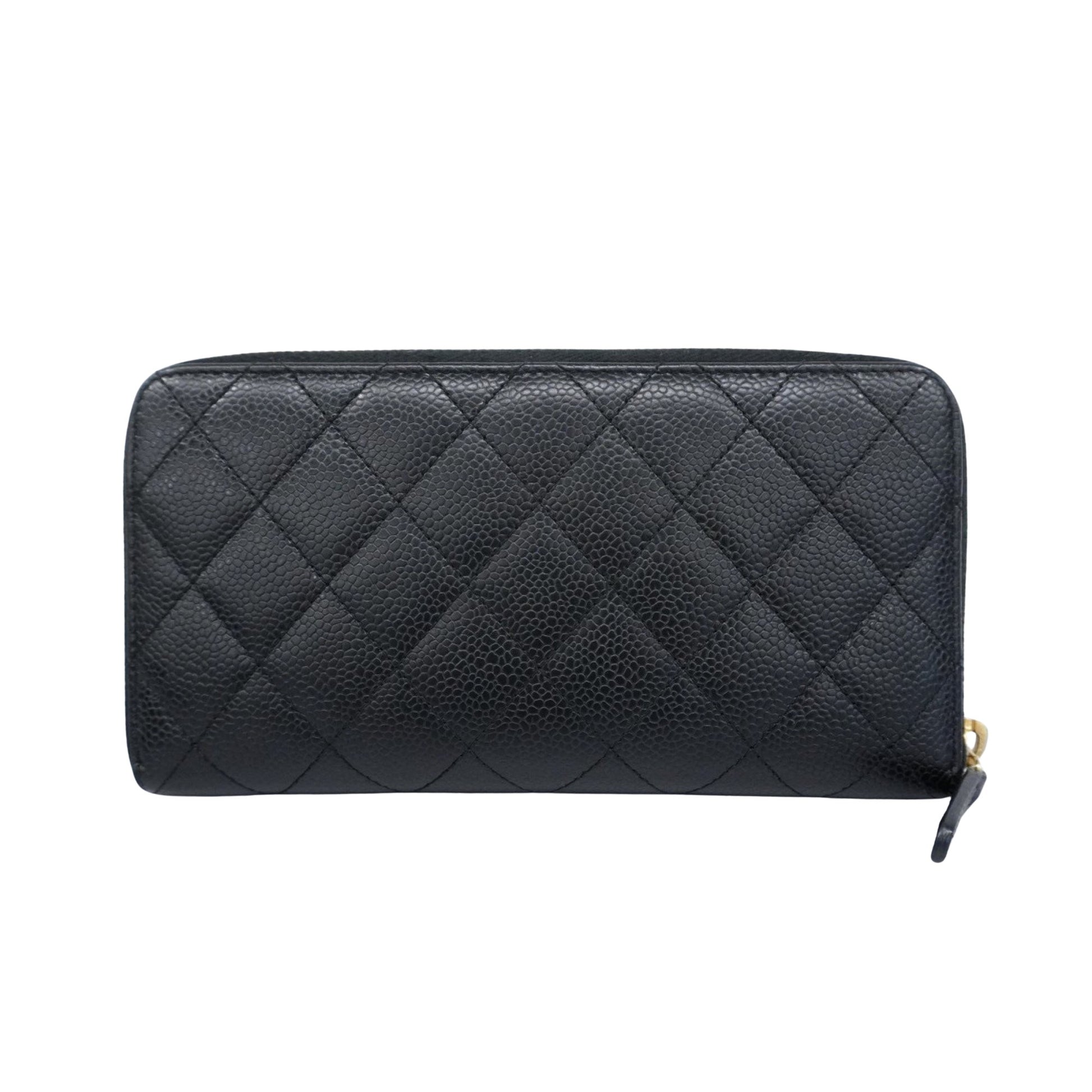 Chanel Zip around wallet, Black, Leather, wallet