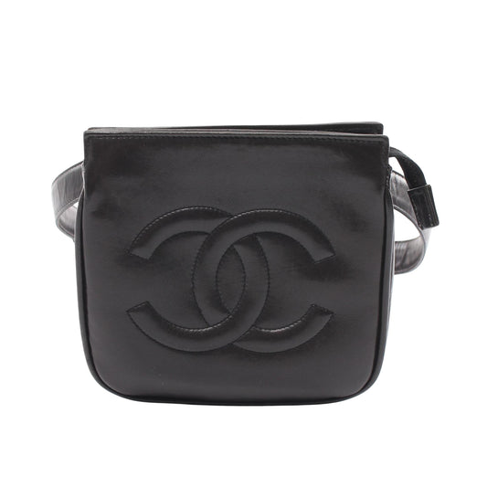 Chanel Logo CC, Black, Leather, clutch