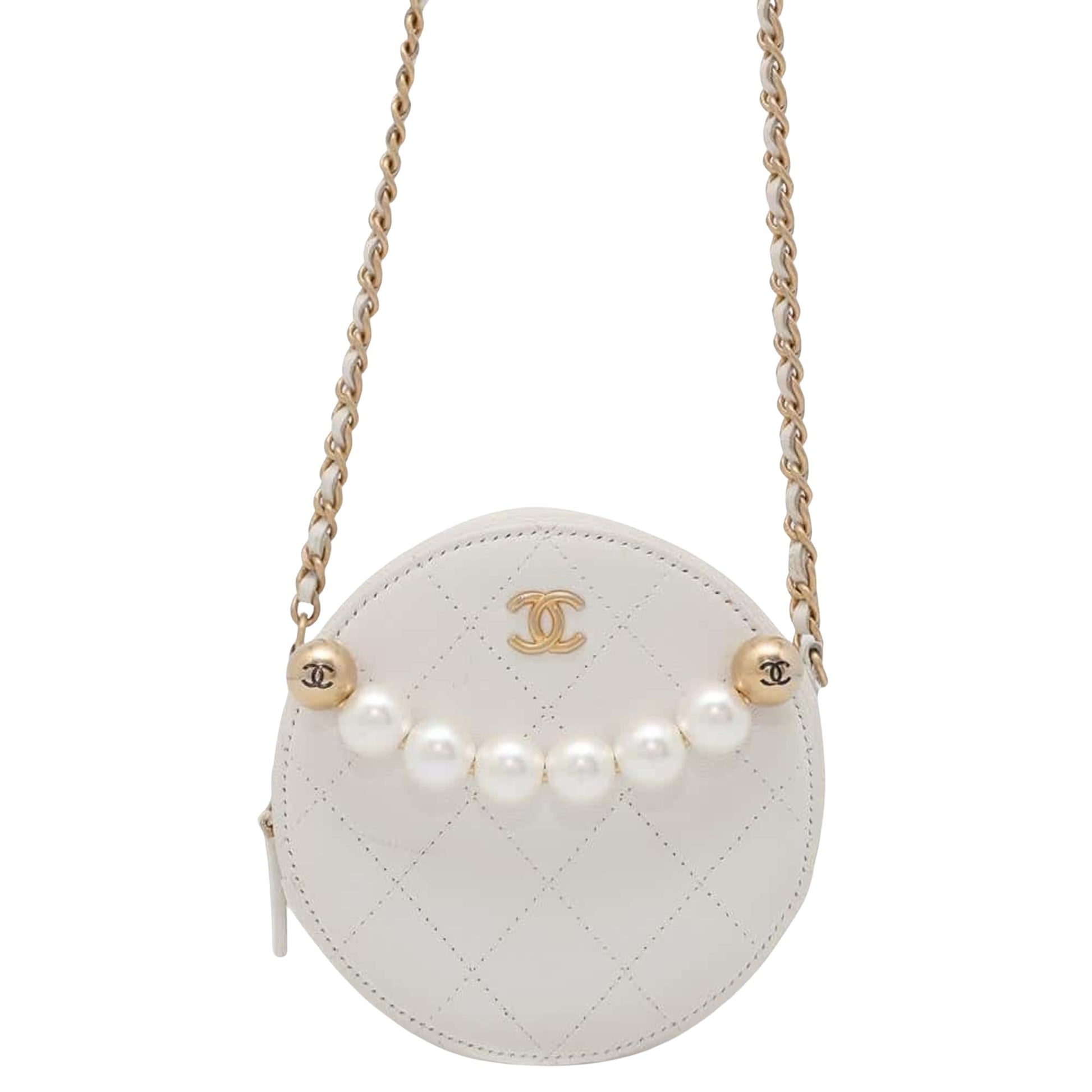 Chanel Coco Mark, White, Leather, shoulder