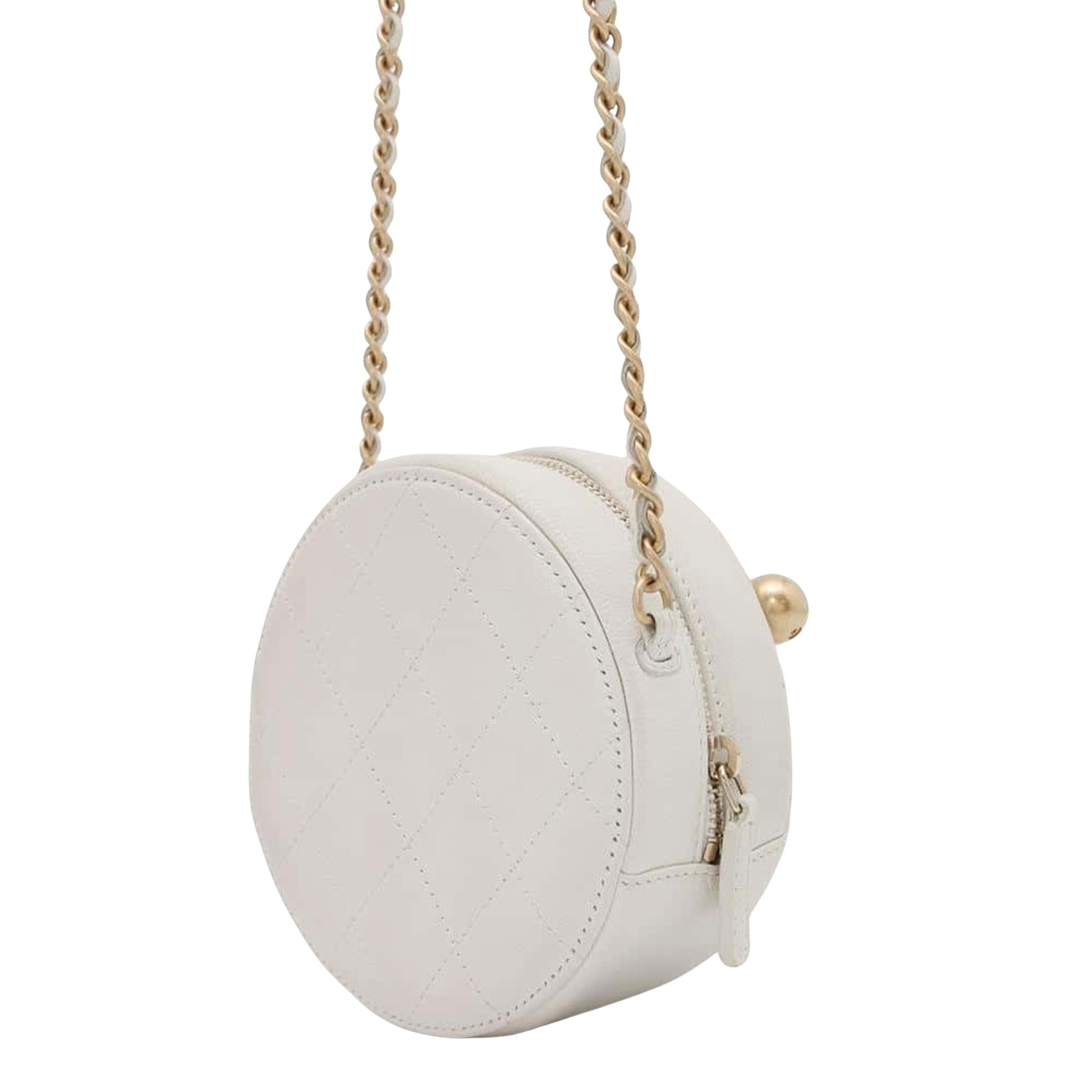 Chanel Coco Mark, White, Leather, shoulder