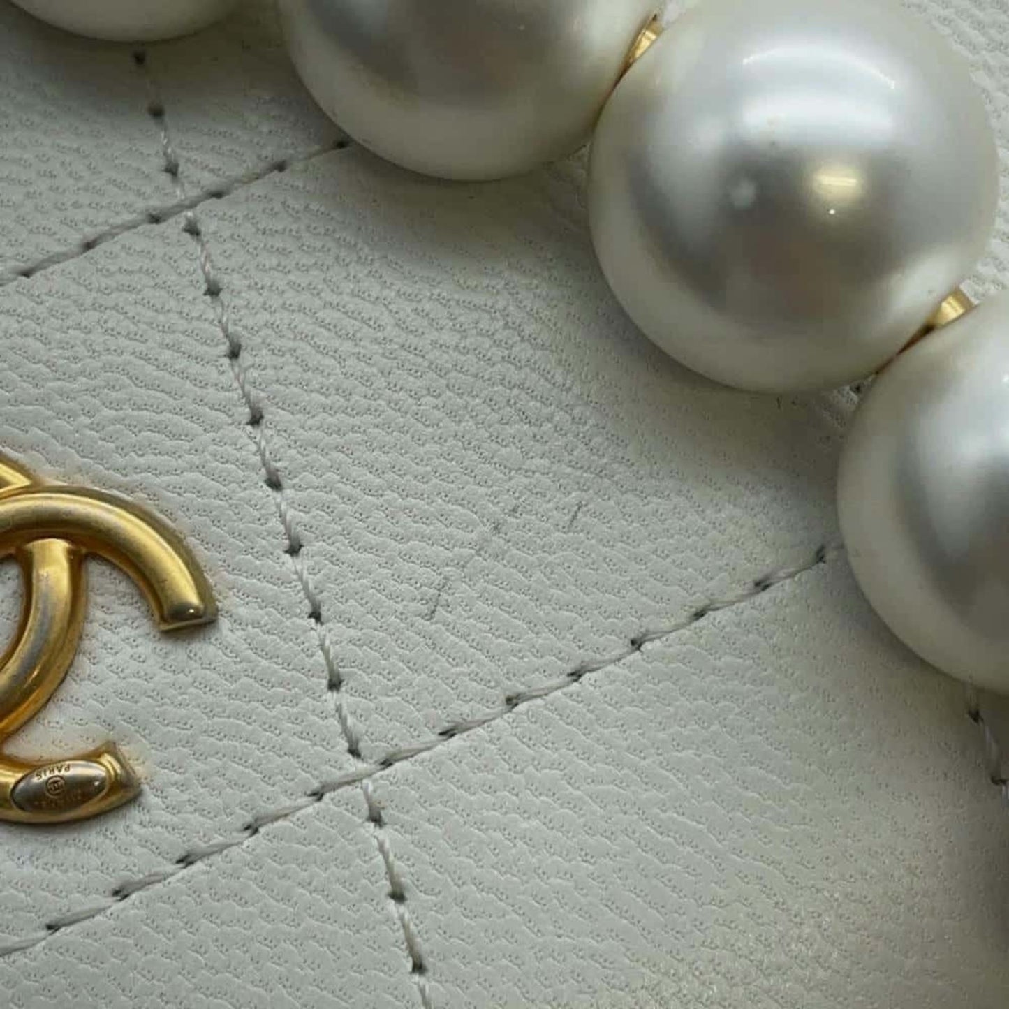 Chanel Coco Mark, White, Leather, shoulder