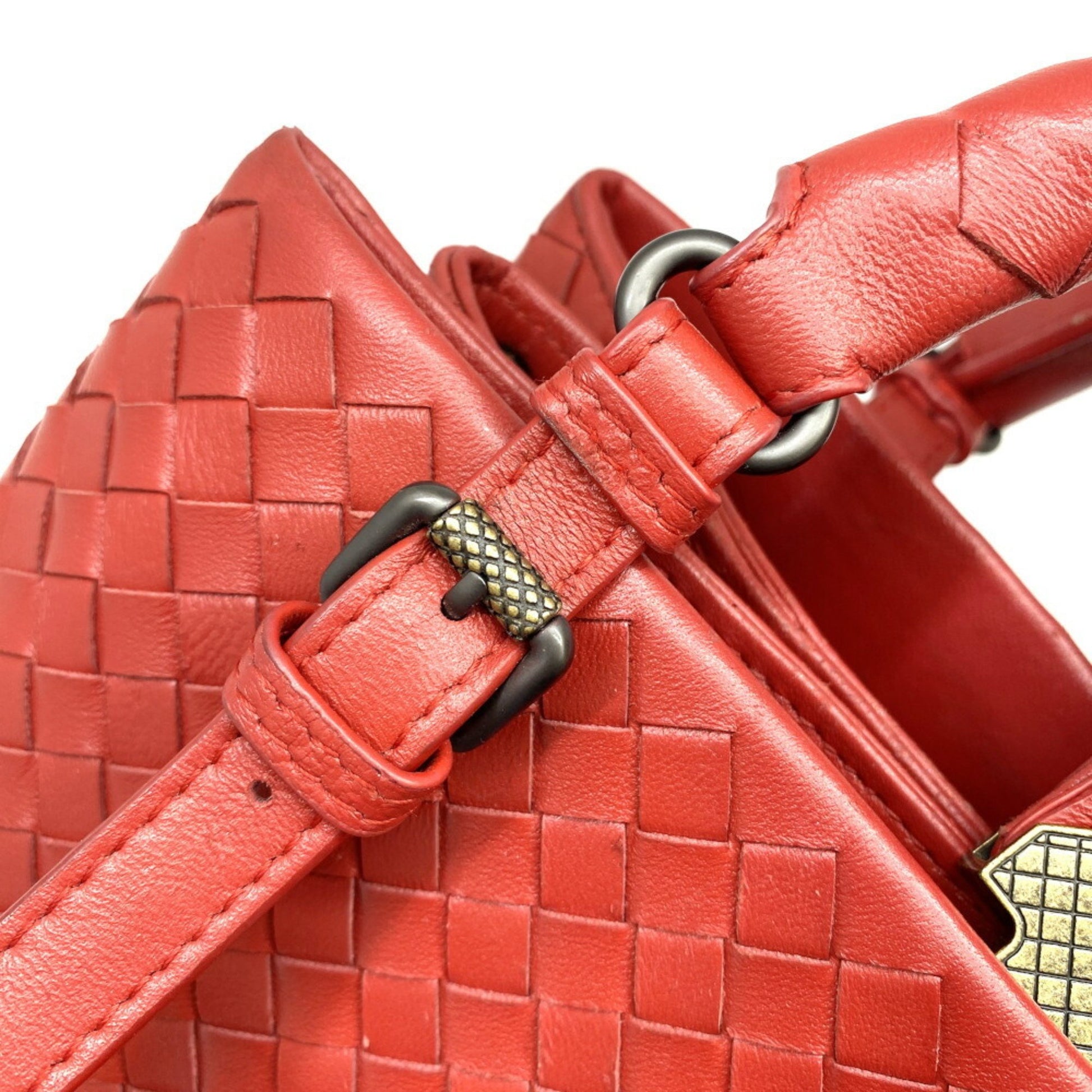 Bottega Veneta, Red, Leather, handbag