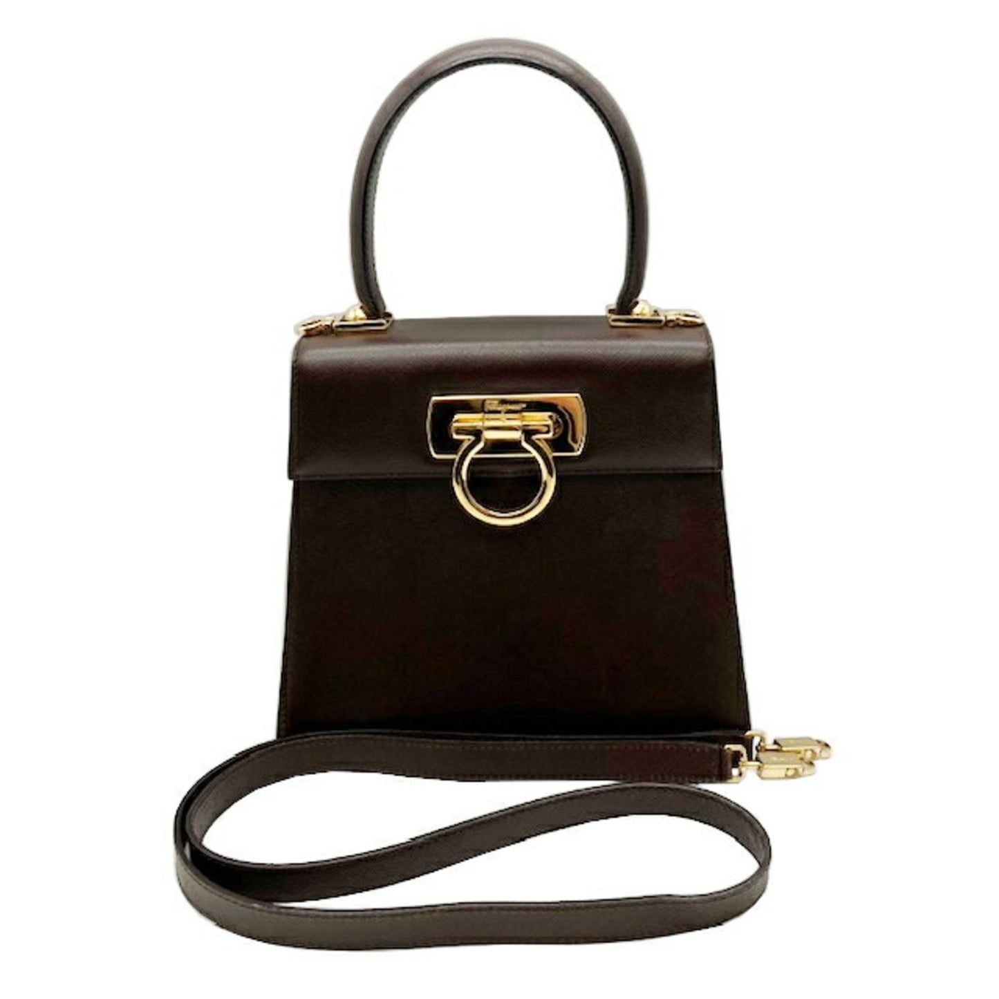 Salvatore Ferragamo Iconic Top Handle, Brown, Leather, shoulder