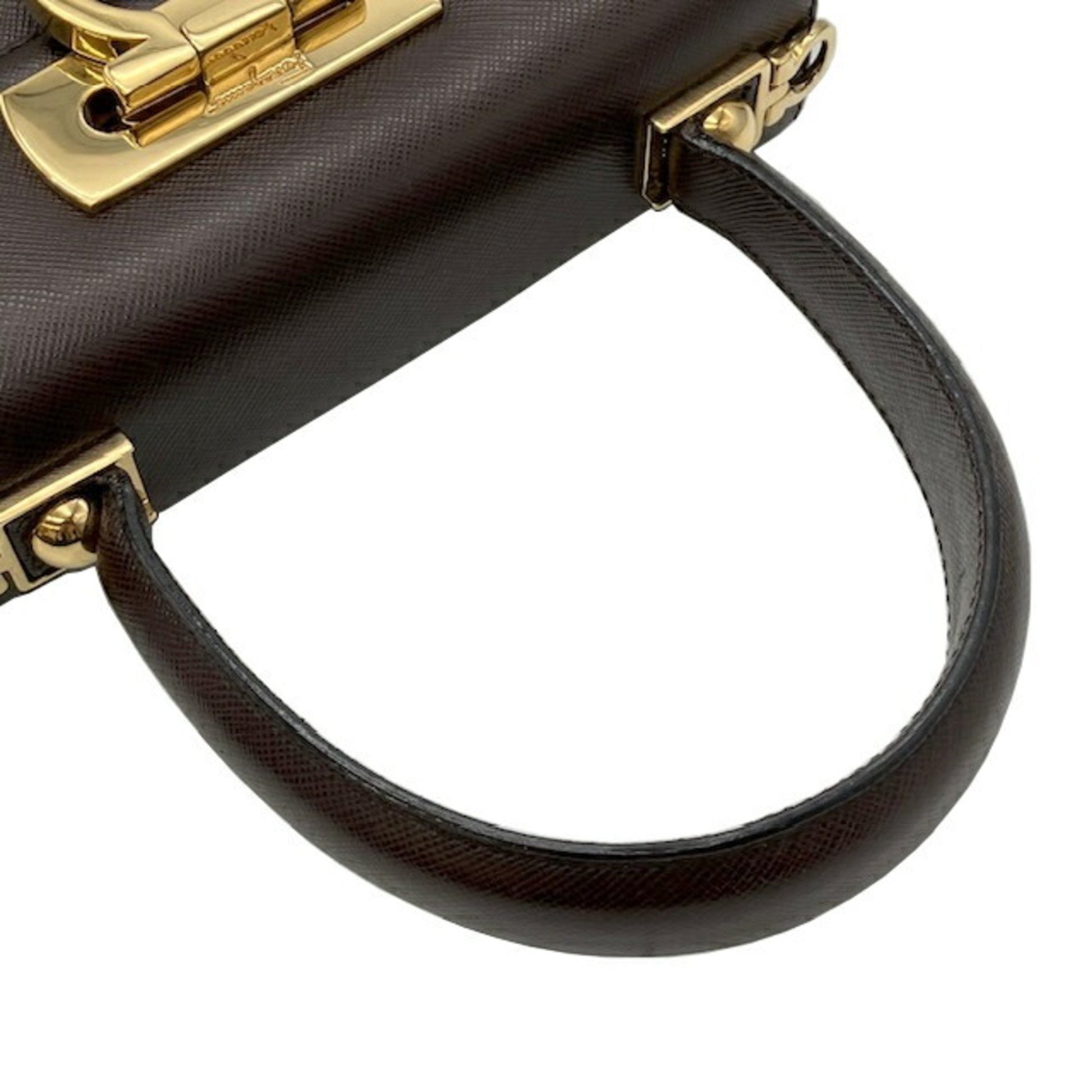 Salvatore Ferragamo Iconic Top Handle, Brown, Leather, shoulder