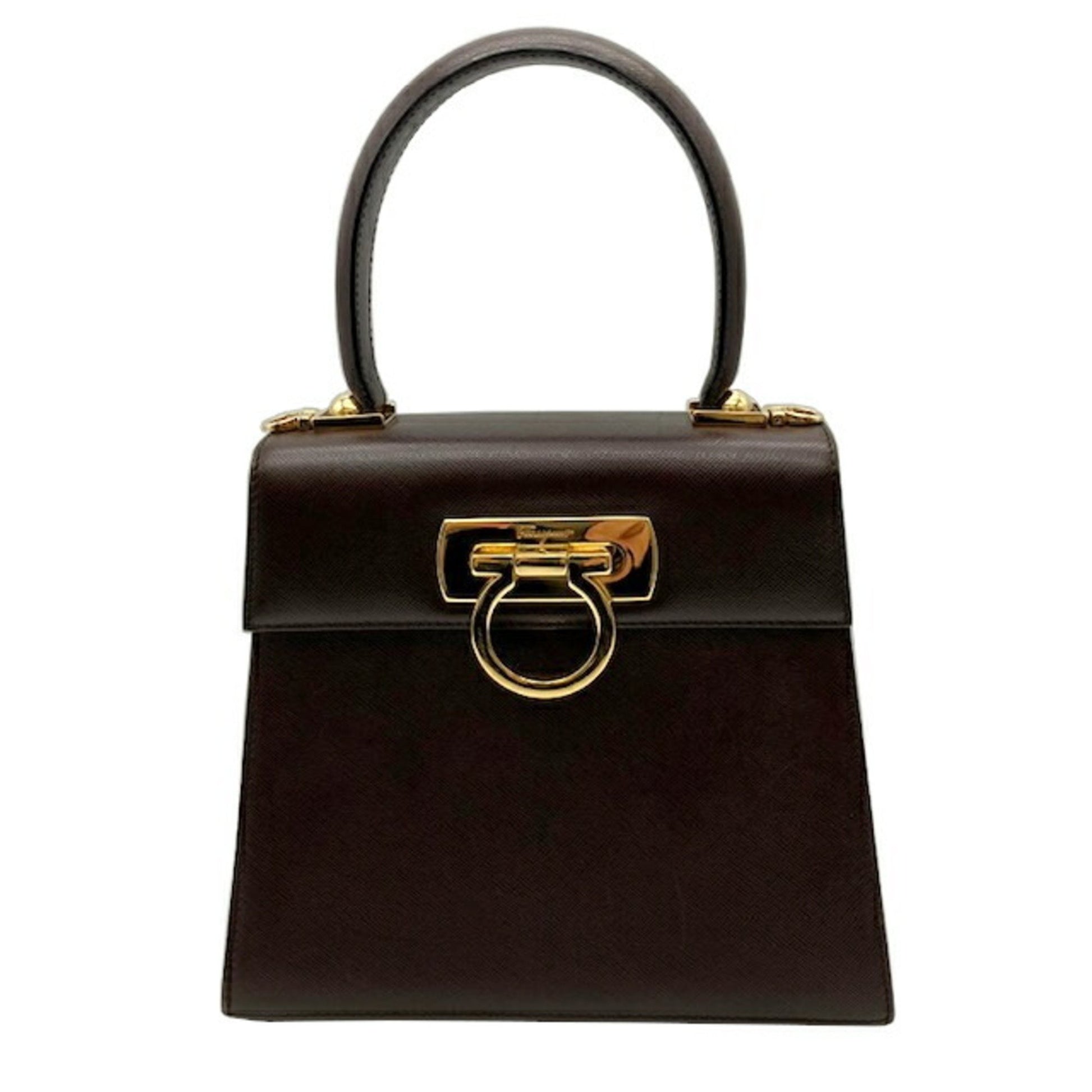 Salvatore Ferragamo Iconic Top Handle, Brown, Leather, shoulder