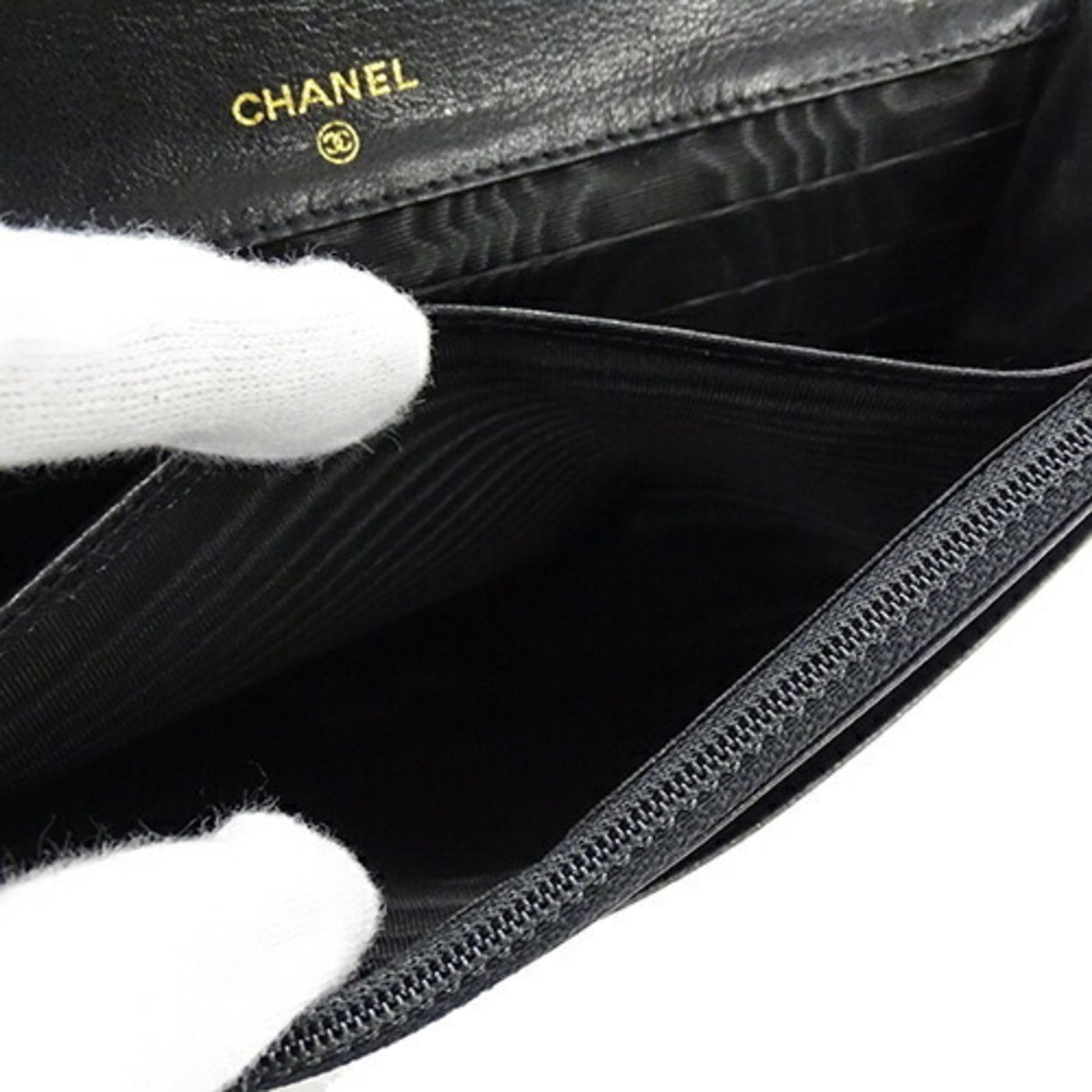 Chanel Logo CC, Black, Leather, wallet