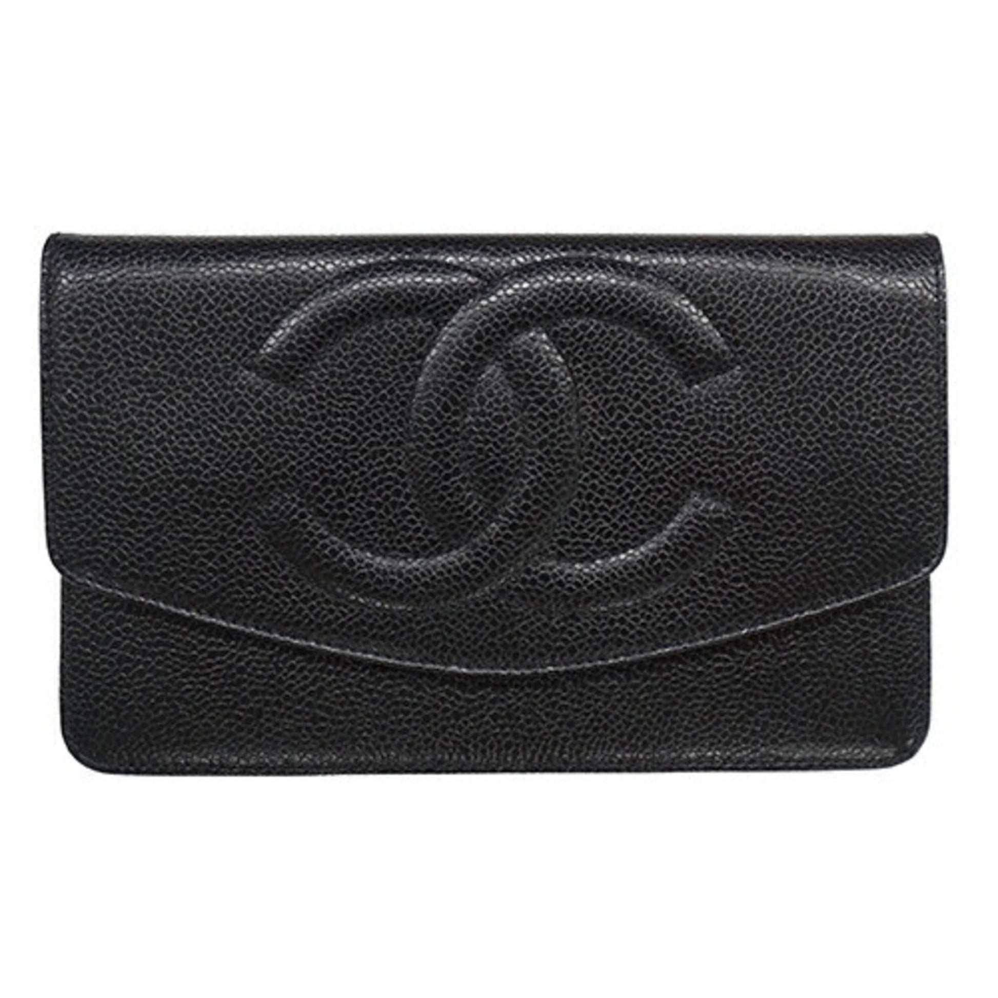 Chanel Logo CC, Black, Leather, wallet