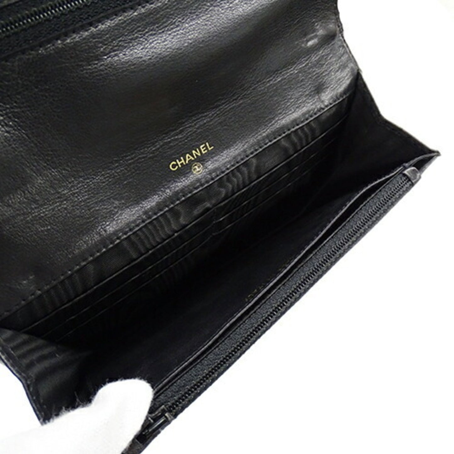 Chanel Logo CC, Black, Leather, wallet