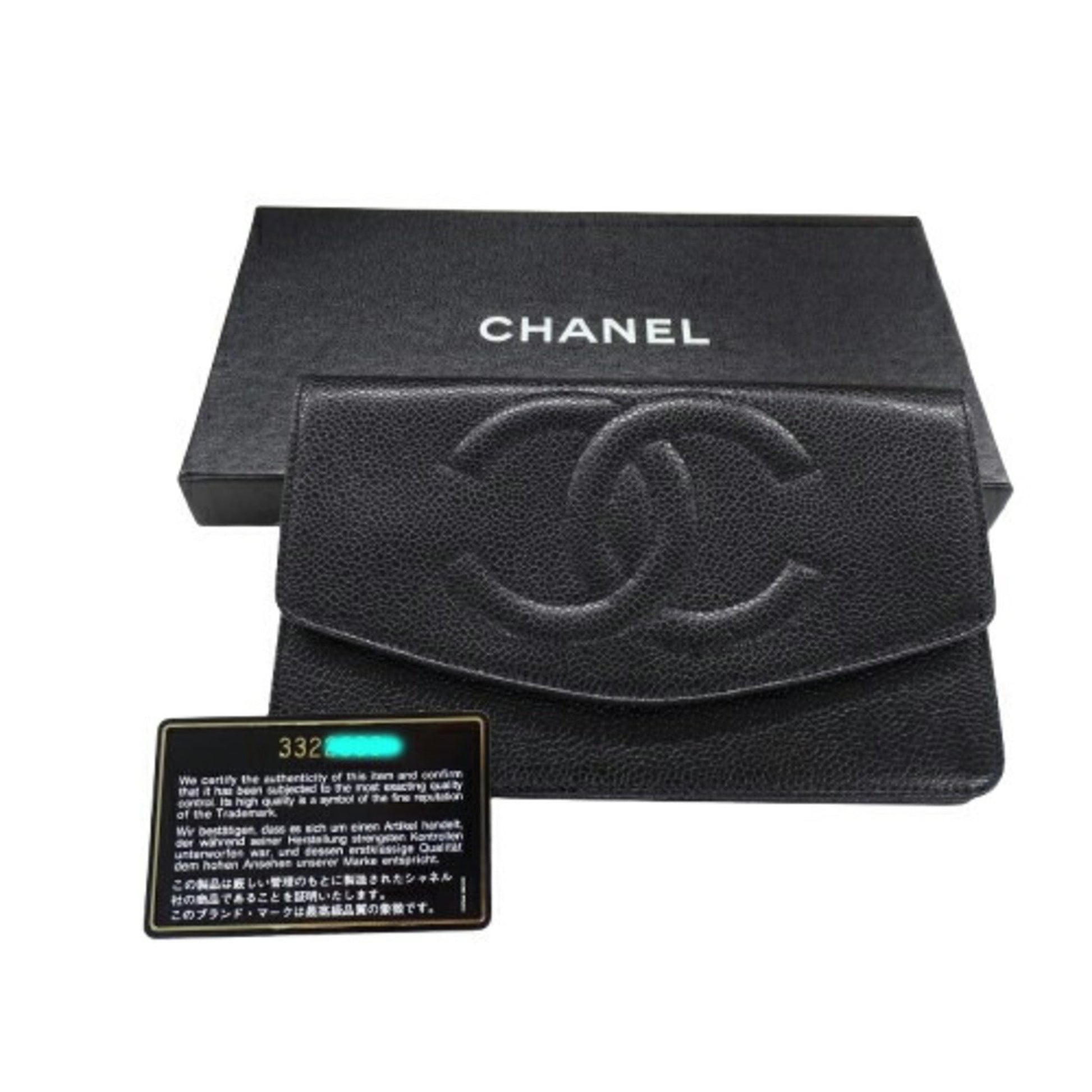 Chanel Logo CC, Black, Leather, wallet