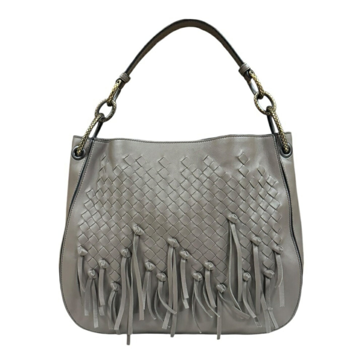 Bottega Veneta Intrecciato, Grey, Leather, shoulder