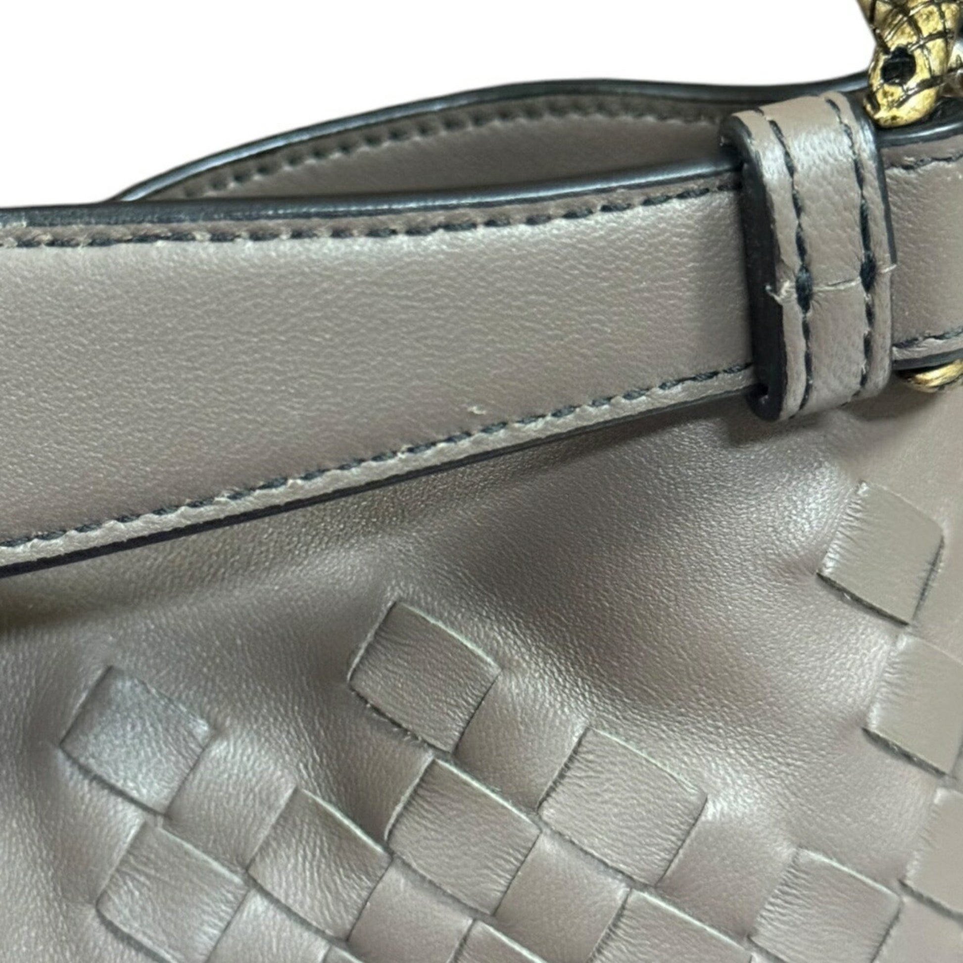 Bottega Veneta Intrecciato, Grey, Leather, shoulder