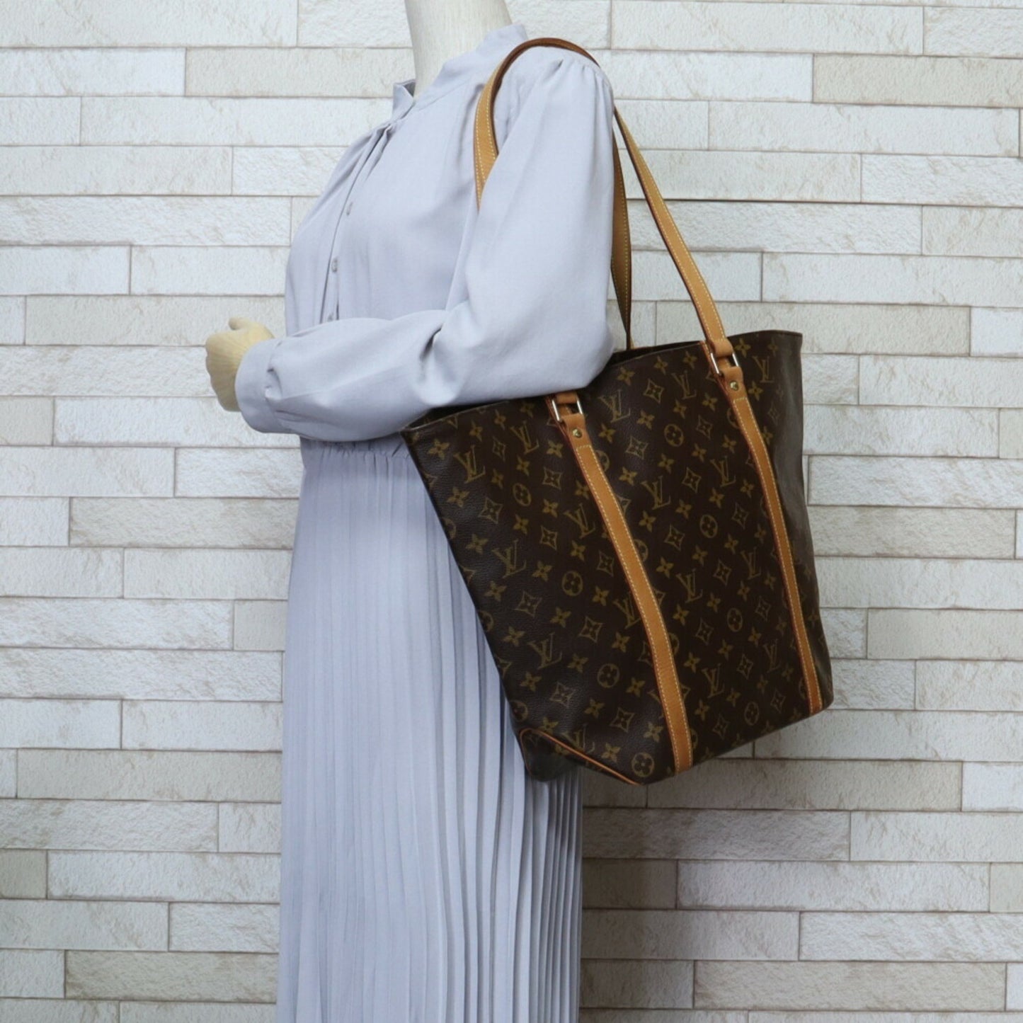 Louis Vuitton Shopping, Brown, Canvas, tote