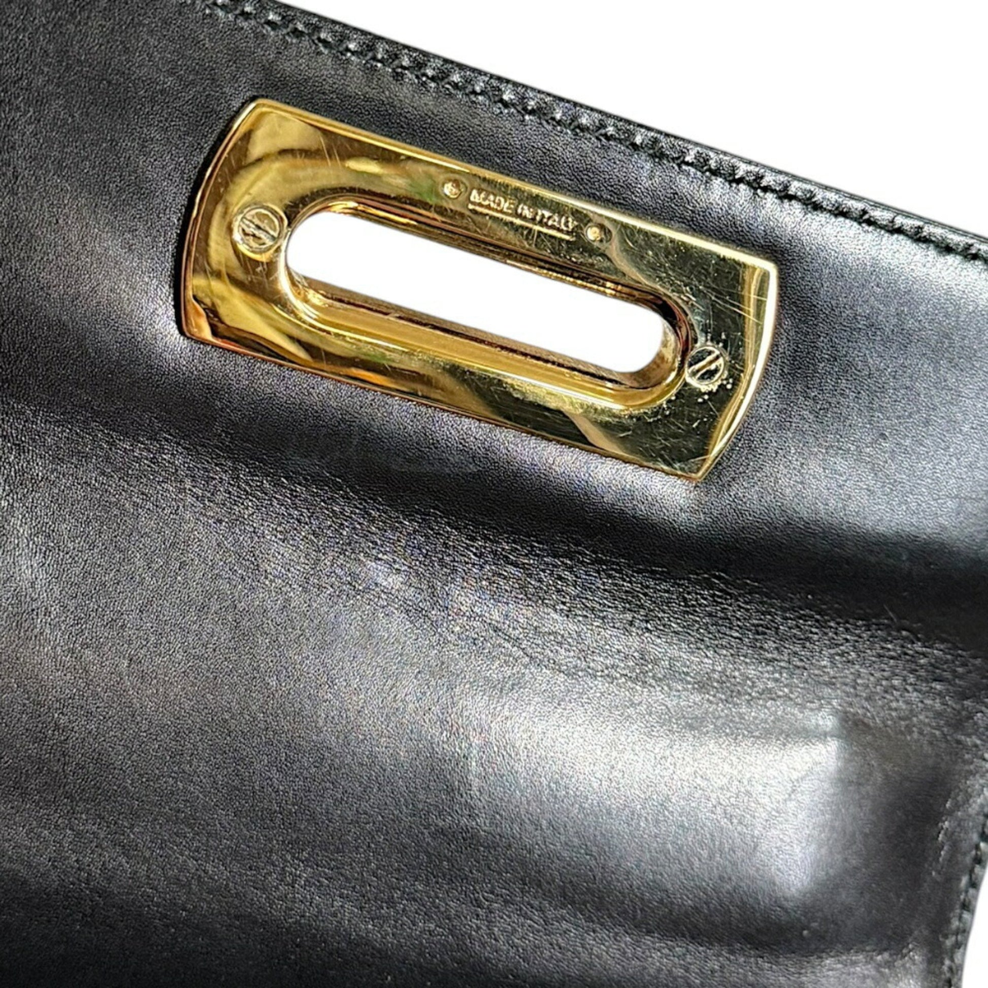 Salvatore Ferragamo Gancini, Black, Leather, shoulder