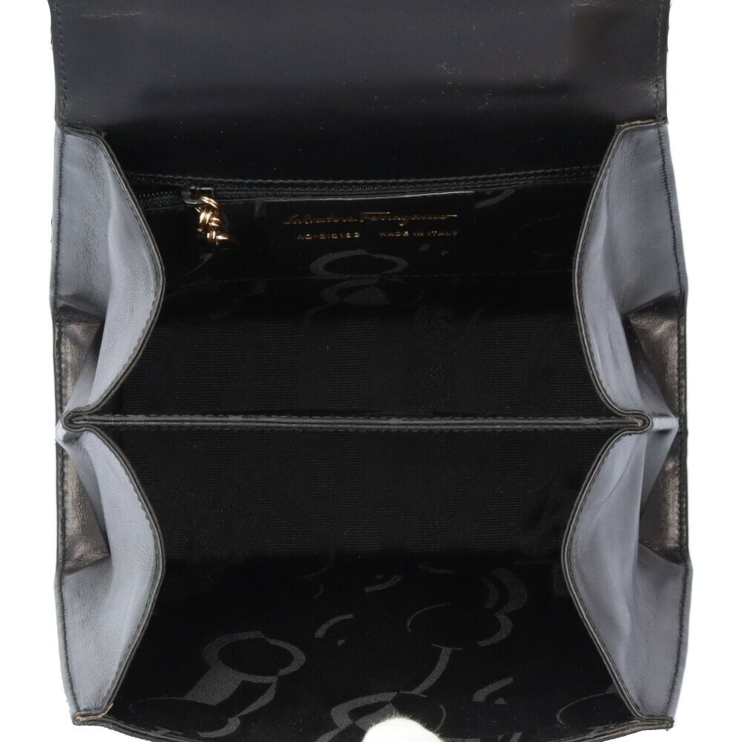 Salvatore Ferragamo Gancini, Black, Leather, shoulder