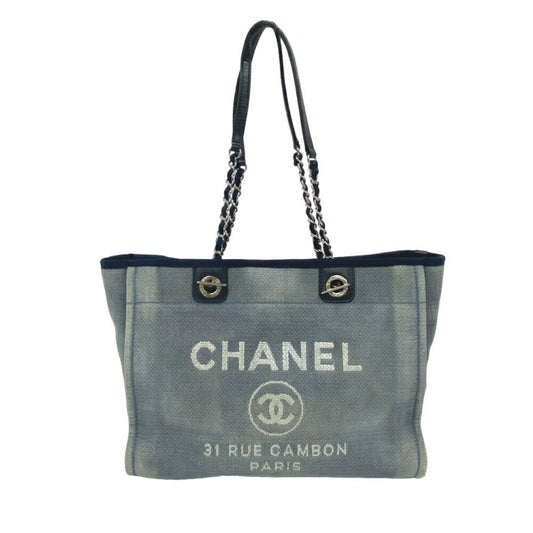 Chanel Deauville, Navy, Canvas, tote