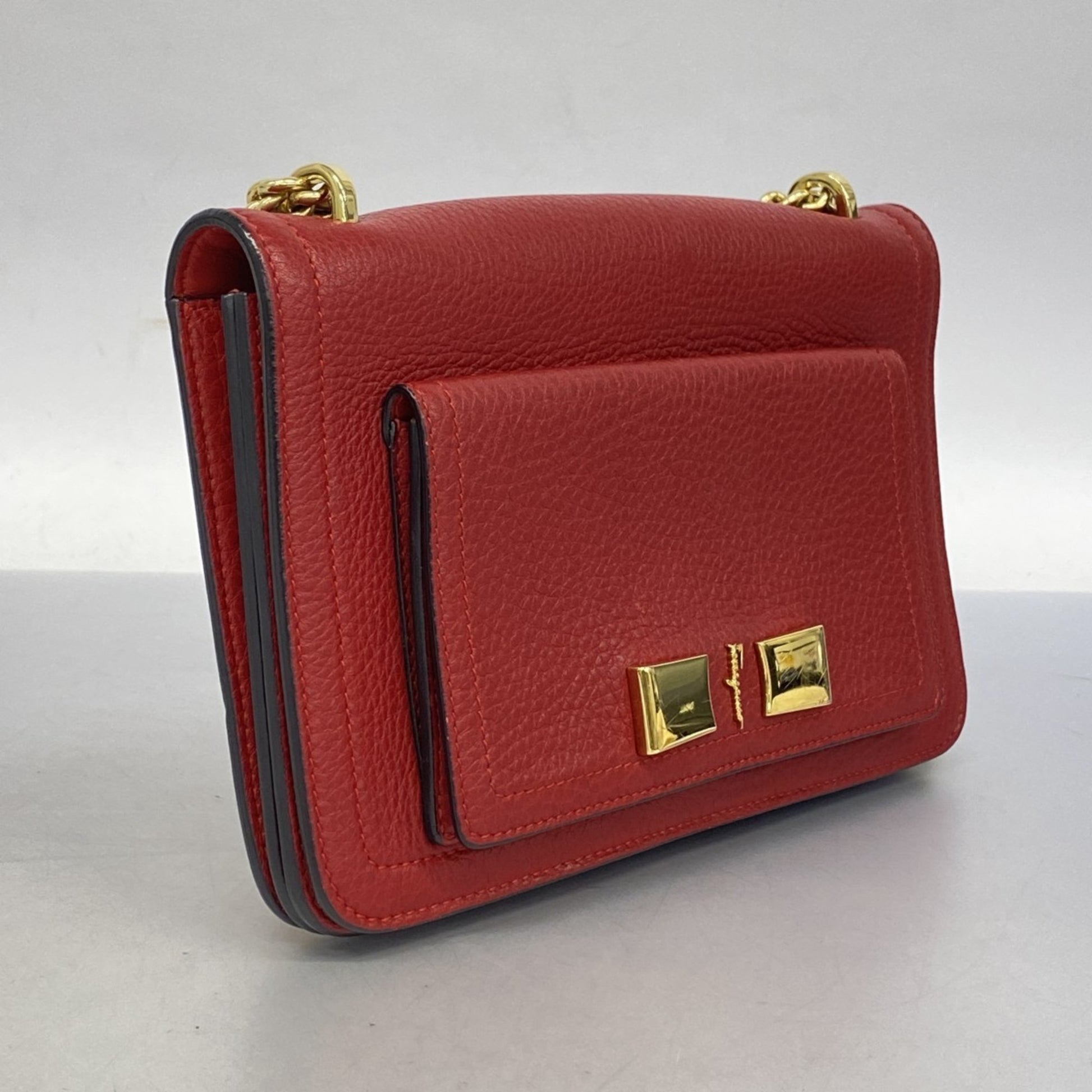 Salvatore Ferragamo -, Red, Leather, shoulder