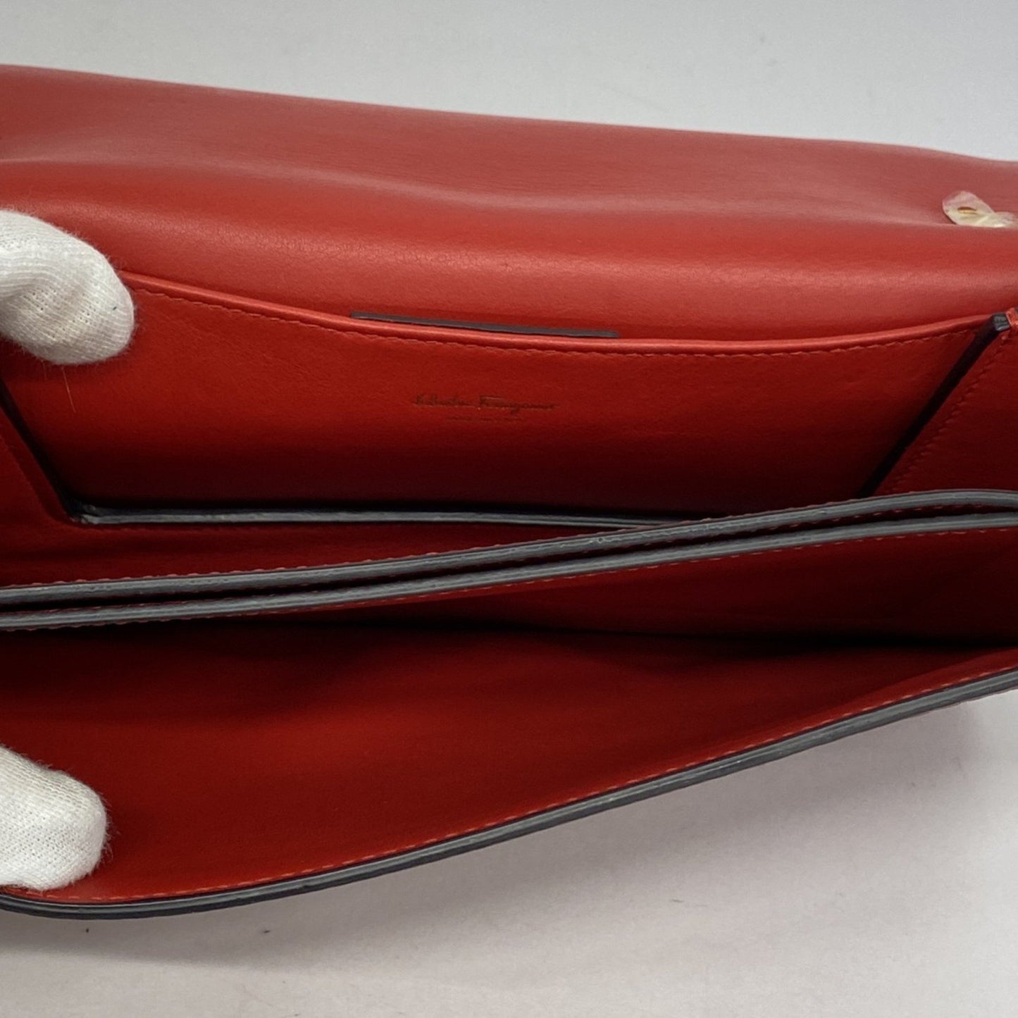 Salvatore Ferragamo -, Red, Leather, shoulder