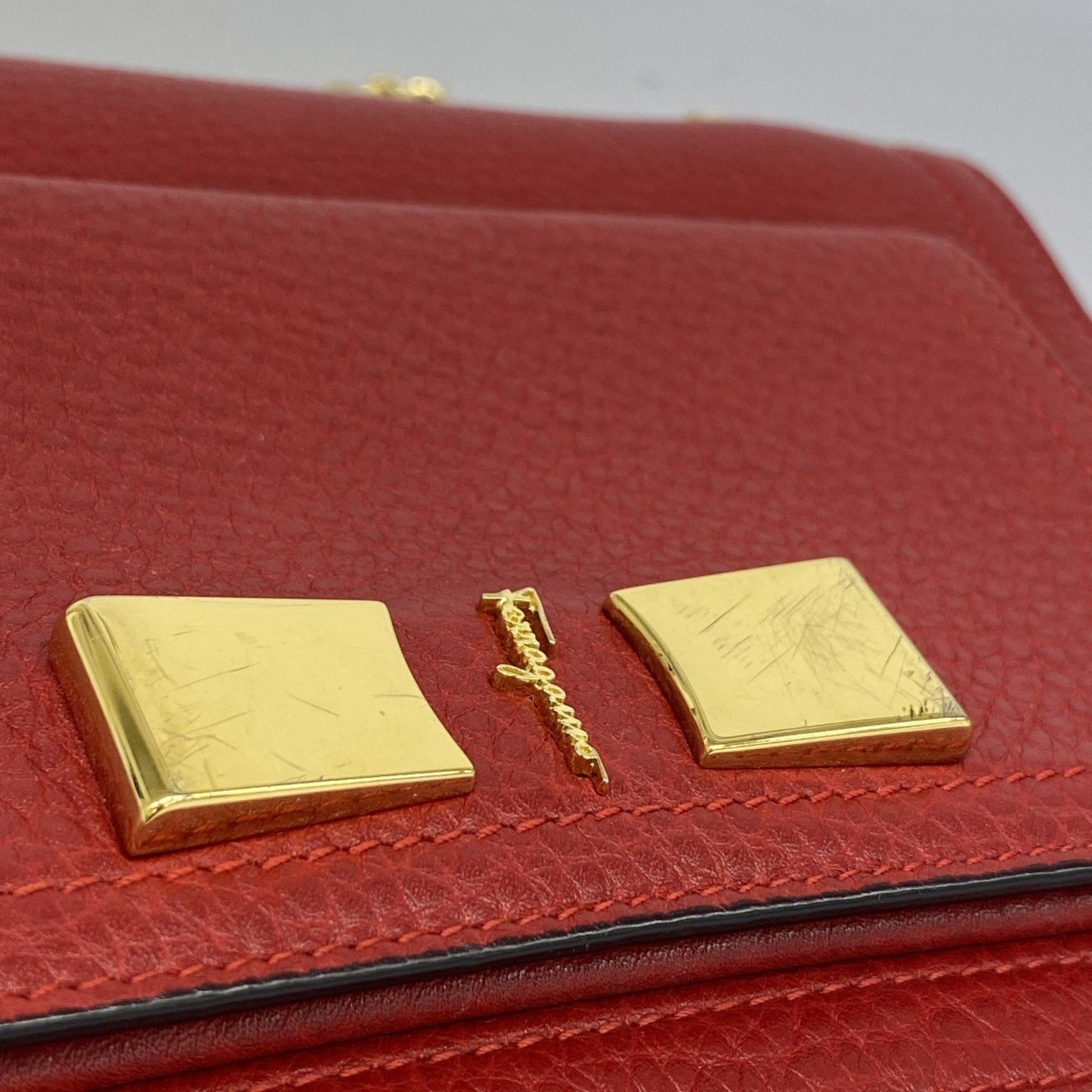 Salvatore Ferragamo -, Red, Leather, shoulder