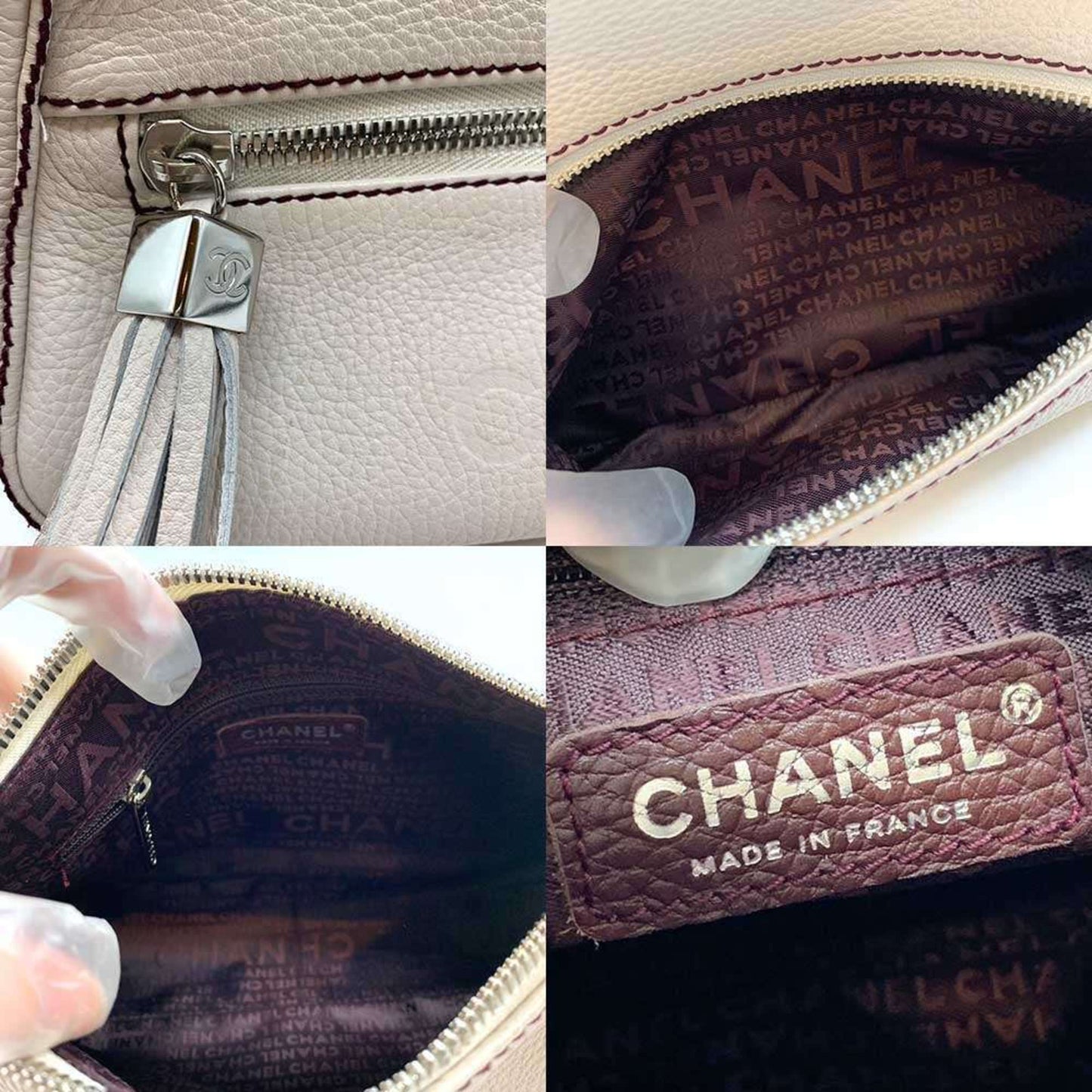 Chanel, Beige, Leather, shoulder