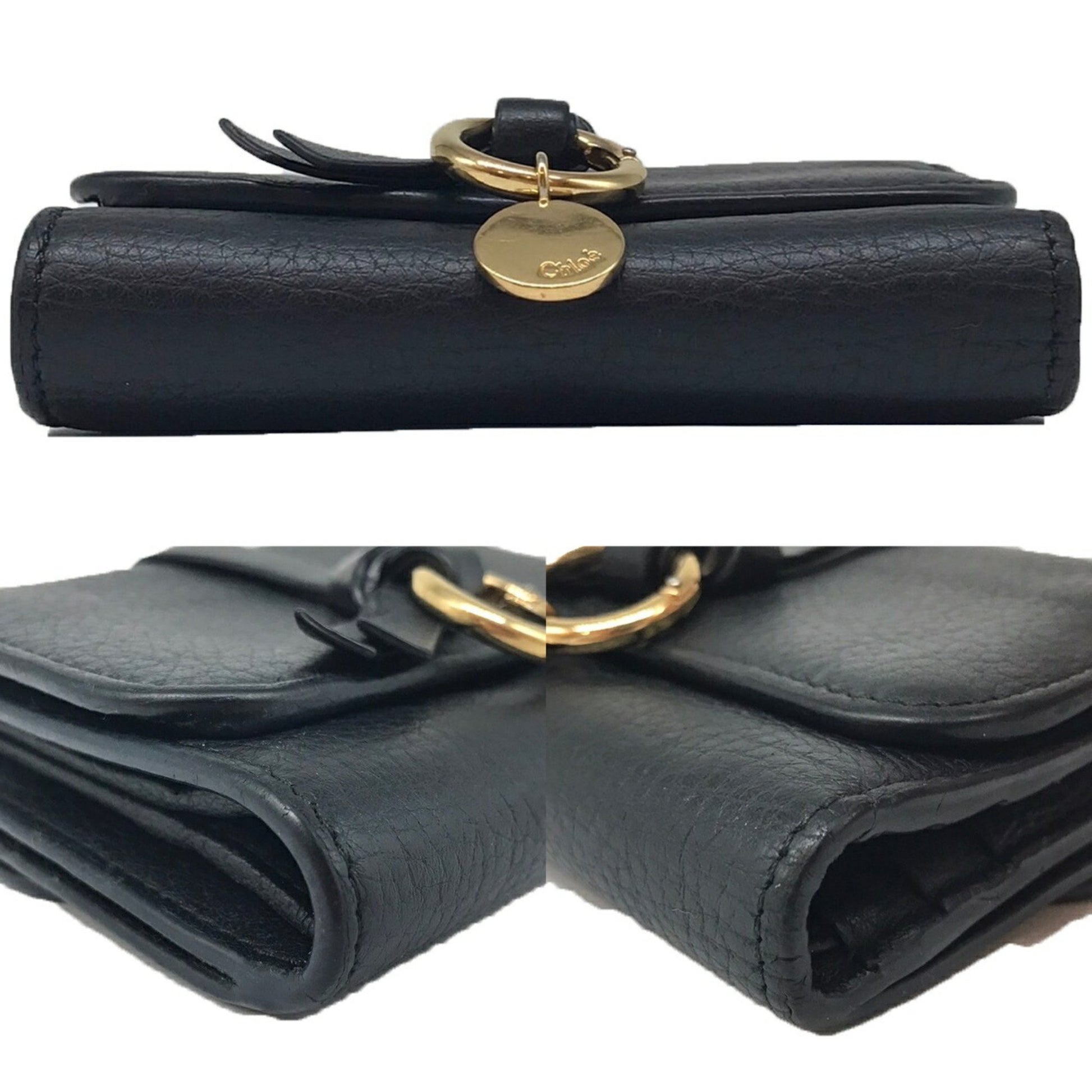 Chloé Alphabet, Black, Leather, wallet