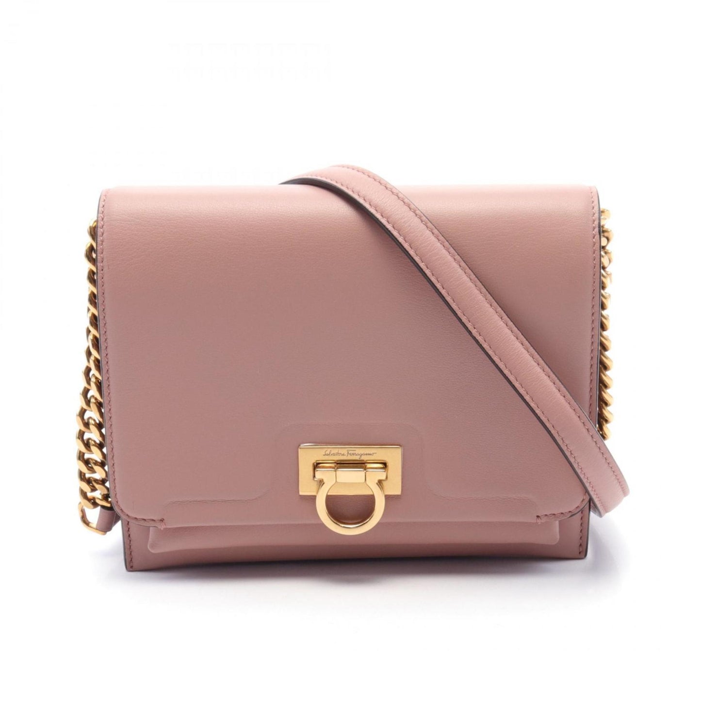 Salvatore Ferragamo Gancini, Pink, Leather, shoulder