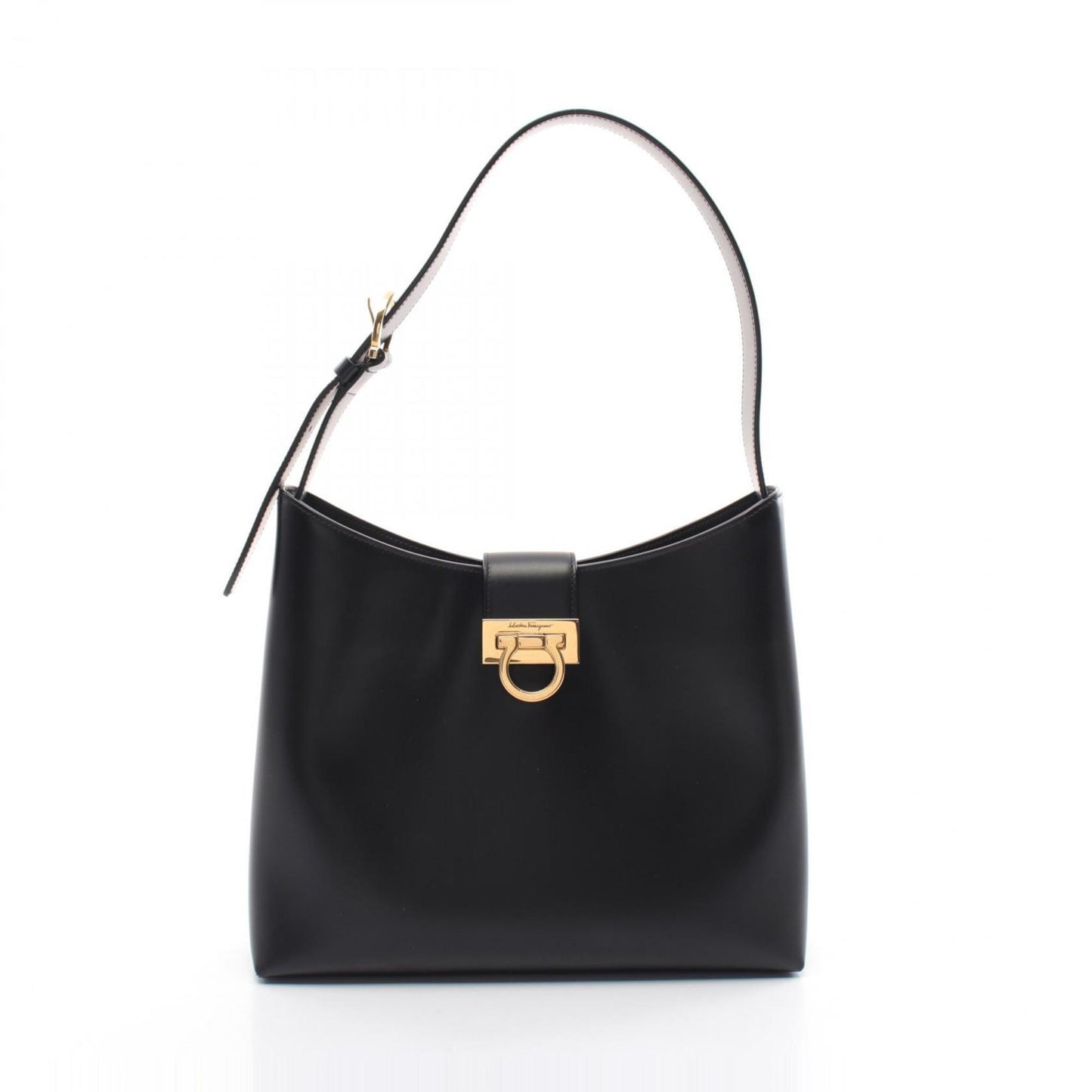 Salvatore Ferragamo Gancini, Black, Leather, shoulder