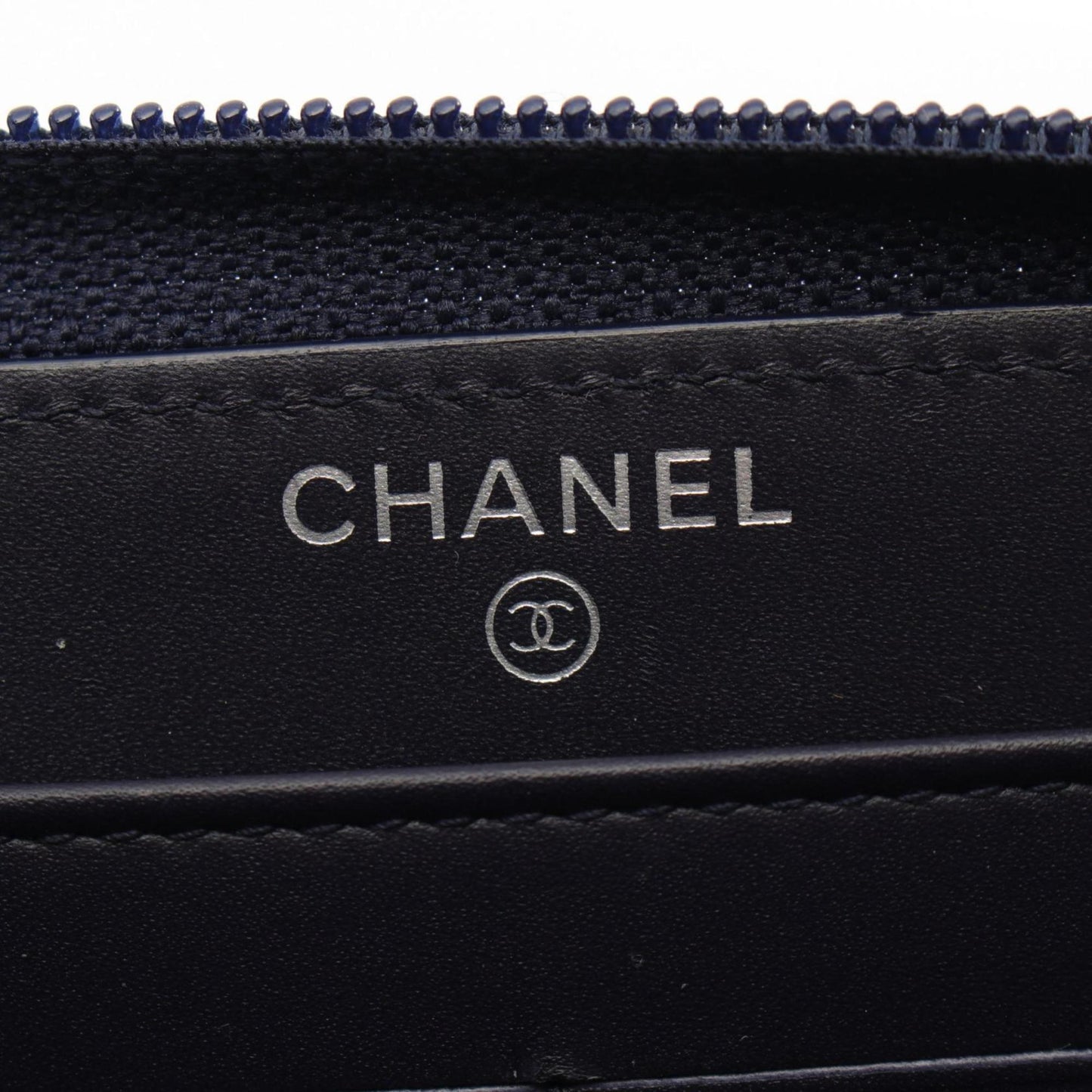 Chanel Logo CC, Navy, Leather, wallet