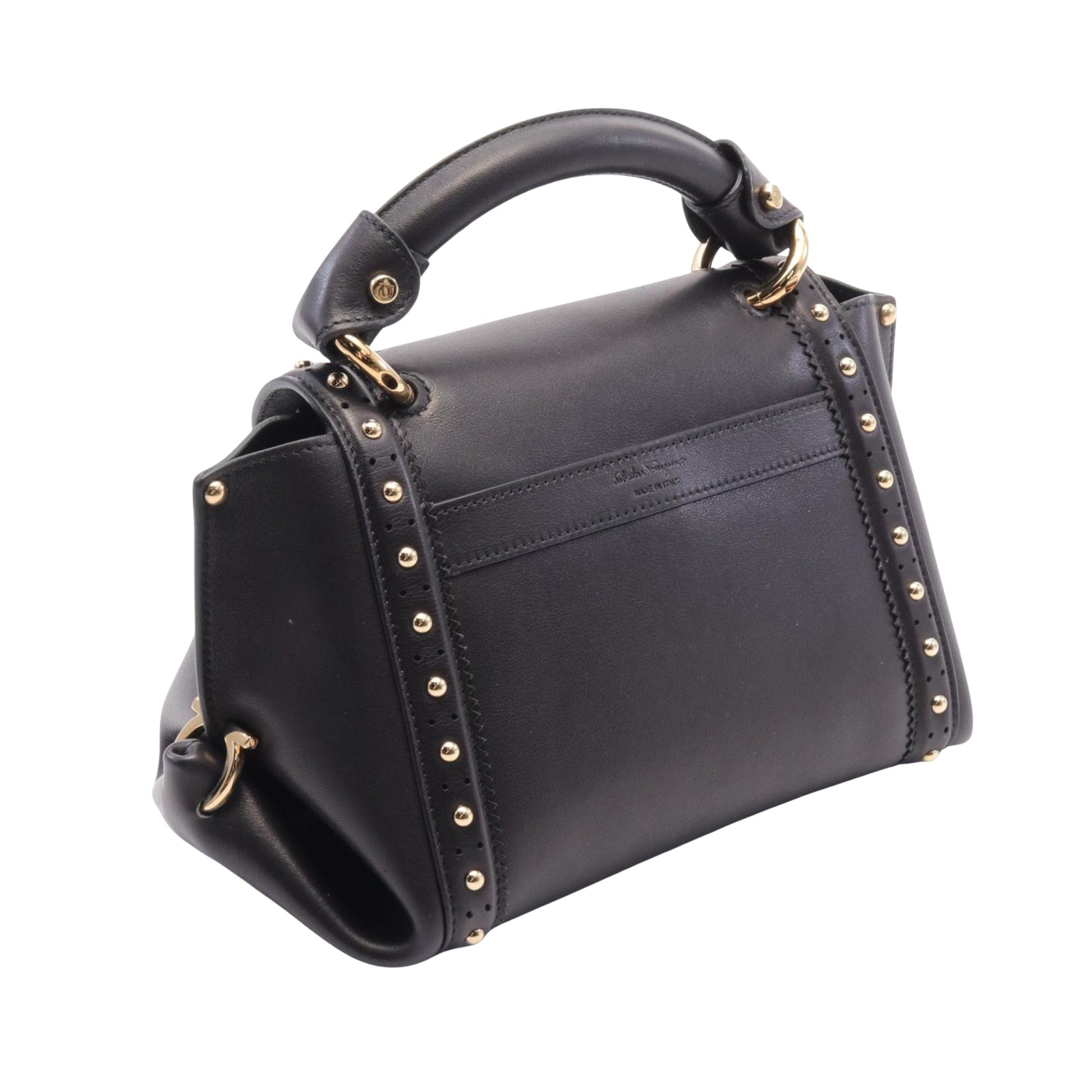 Salvatore Ferragamo Gancini, Black, Leather, handbag