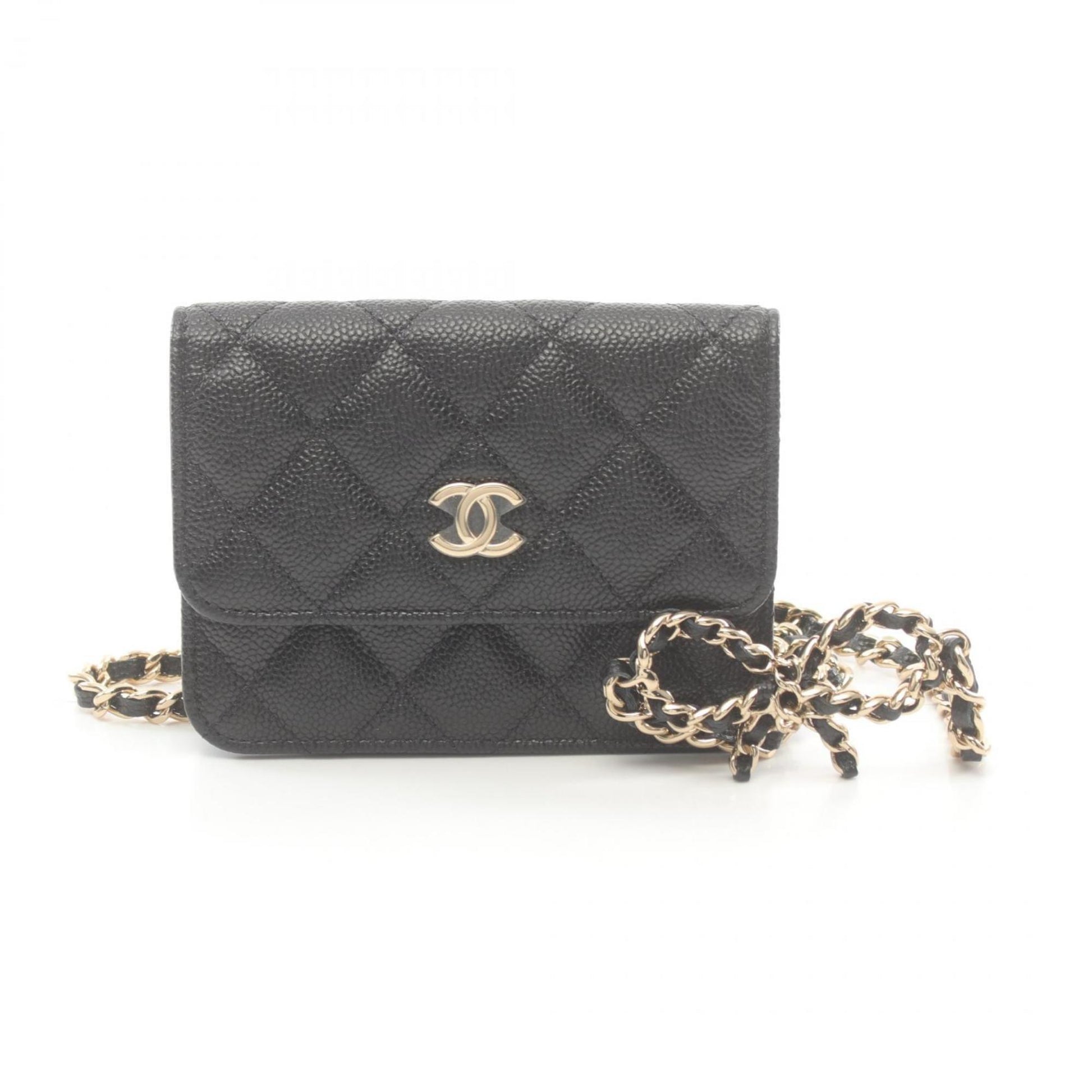 Chanel Wallet On Chain, Black, Leather, clutch