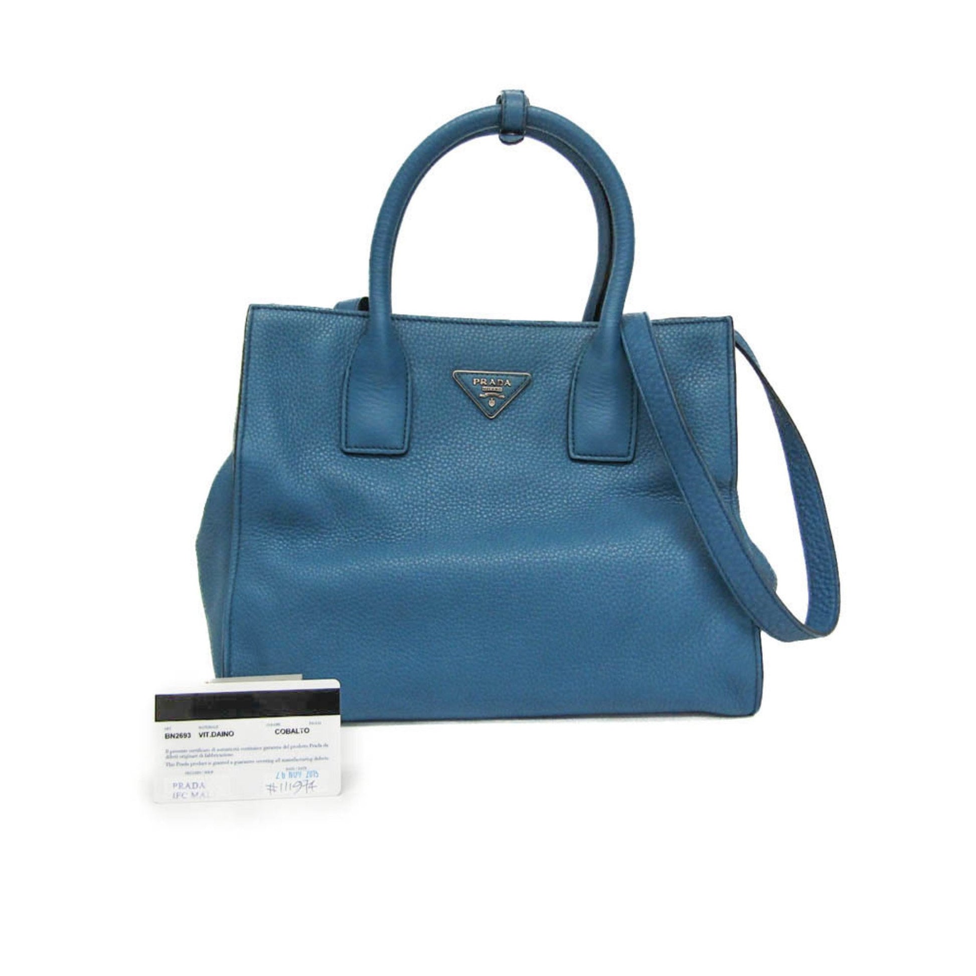 Prada Daino, Blue, Leather, tote