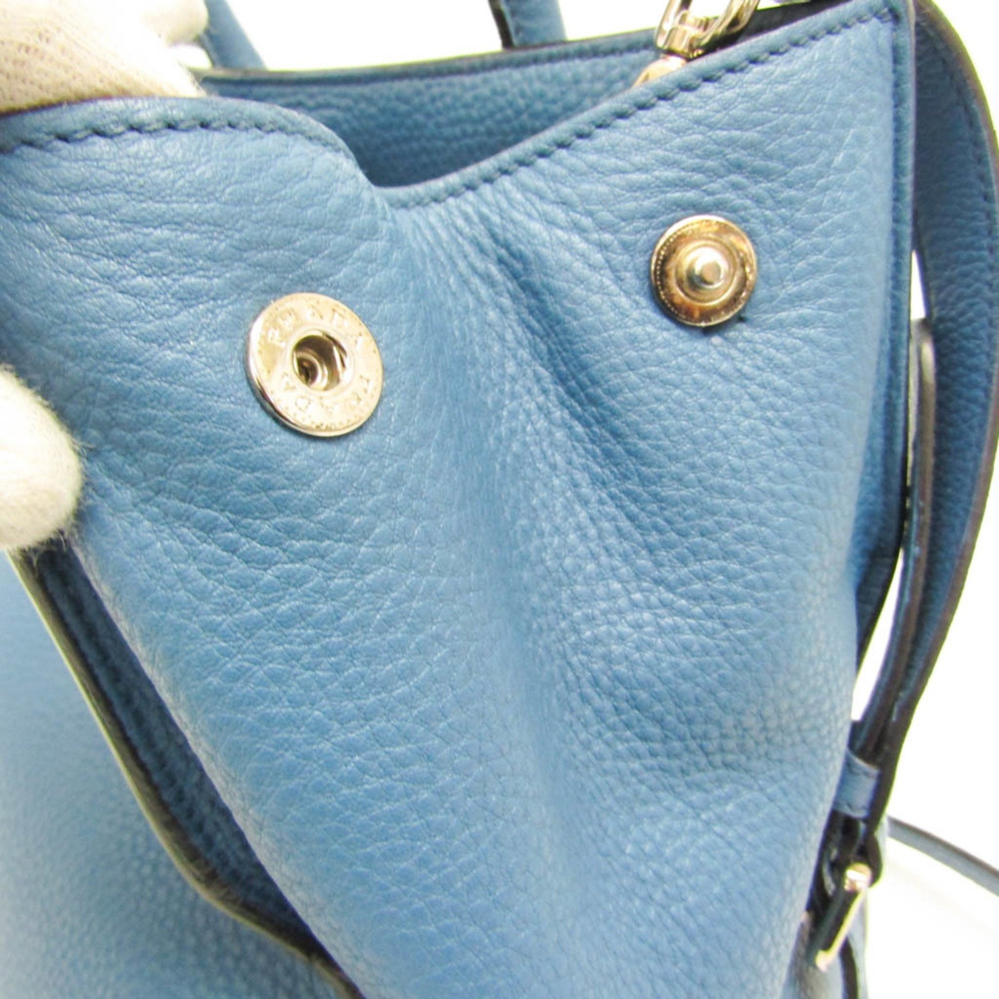 Prada Daino, Blue, Leather, tote