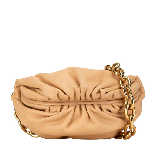 Bottega Veneta Pouch, Beige, Leather, shoulder