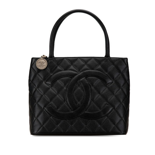 Chanel Medaillon, Black, Leather, tote