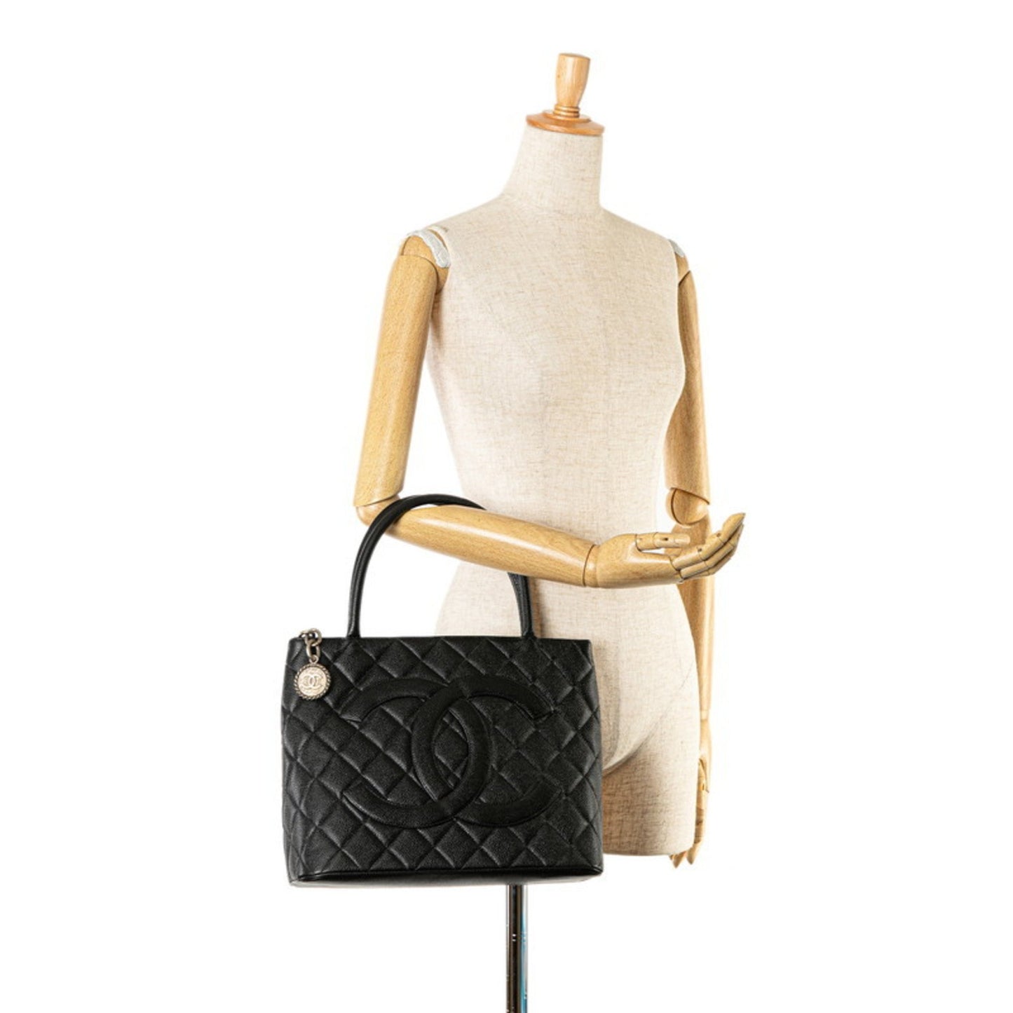 Chanel Medaillon, Black, Leather, tote