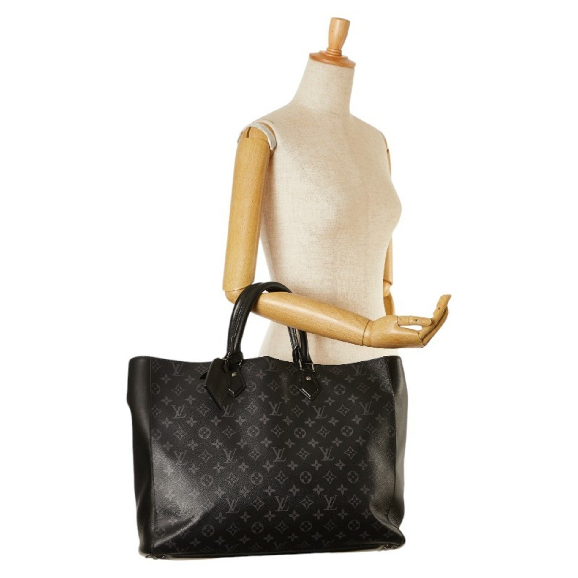 Louis Vuitton Eclipse, Black, Leather, tote