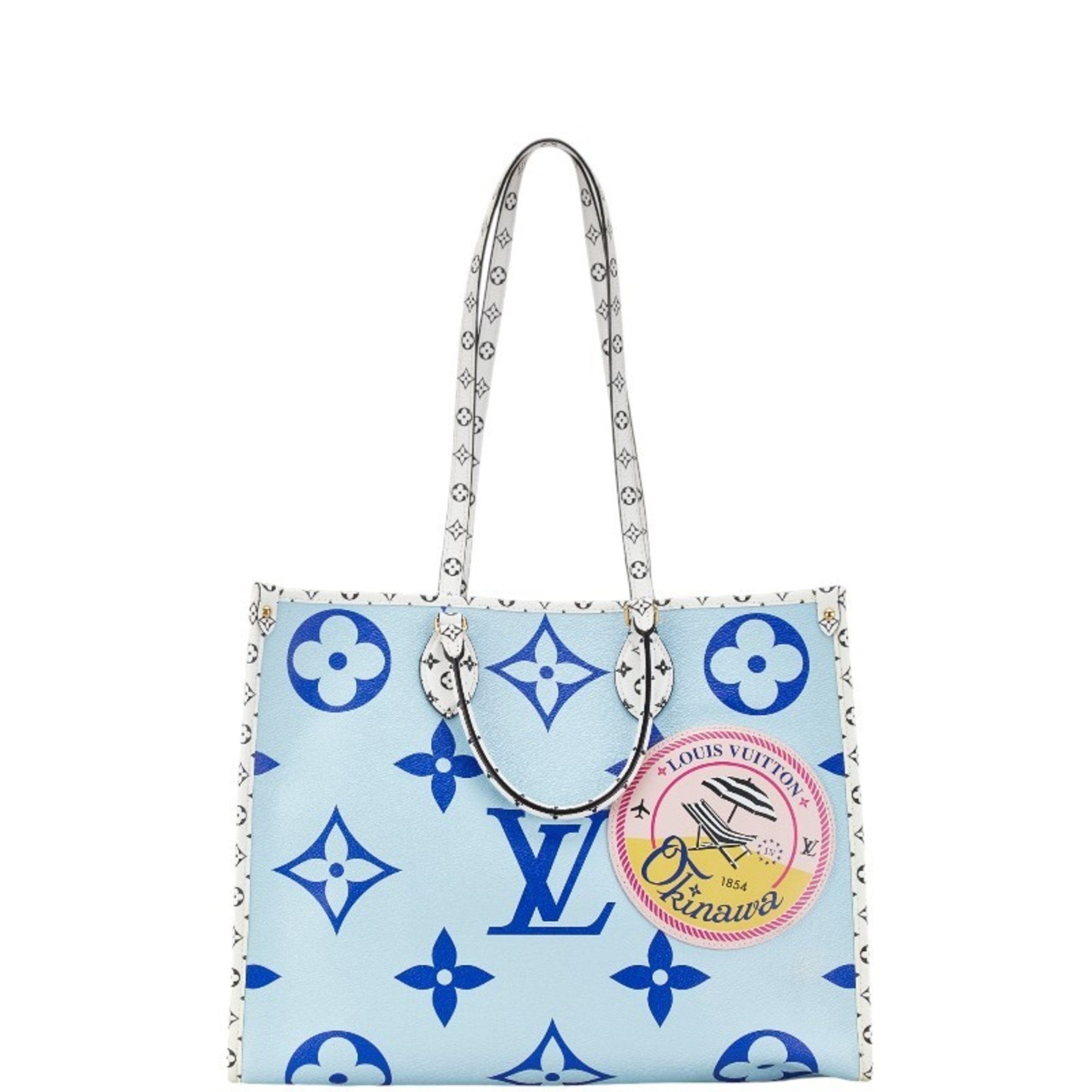 Louis Vuitton Onthego GM, Blue, Canvas, tote