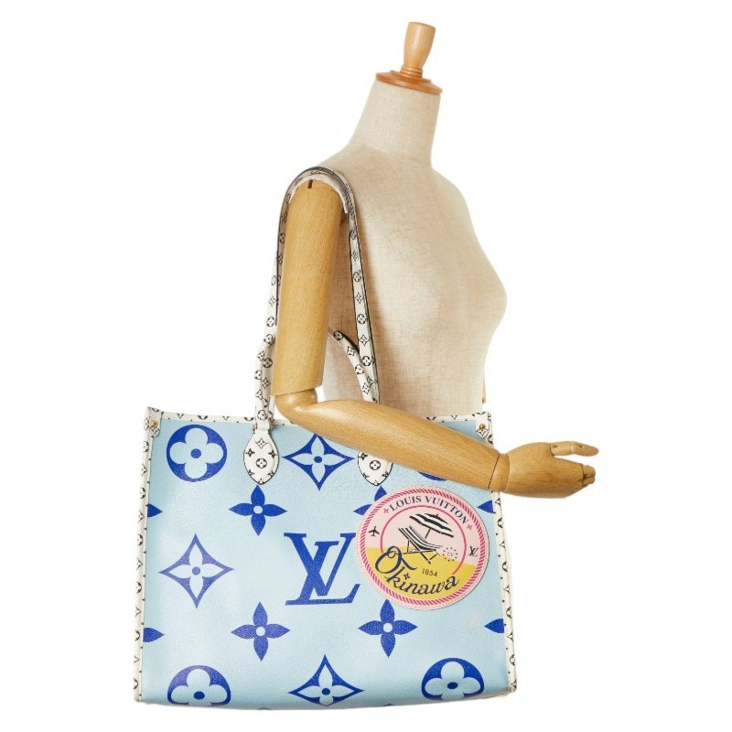 Louis Vuitton Onthego GM, Blue, Canvas, tote