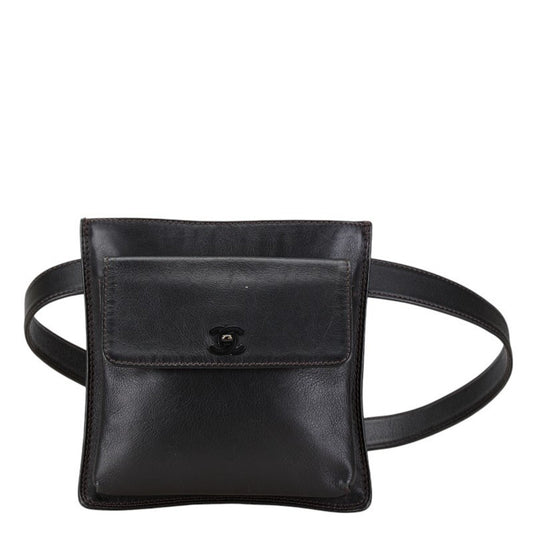 Chanel Coco Mark, Black, Leather, clutch