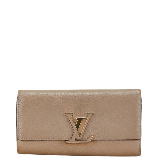 Louis Vuitton Capucines, Beige, Leather, wallet