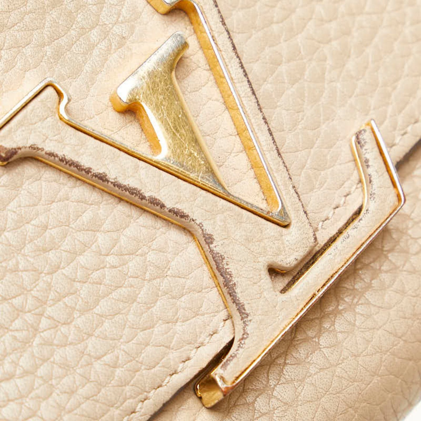 Louis Vuitton Capucines, Beige, Leather, wallet