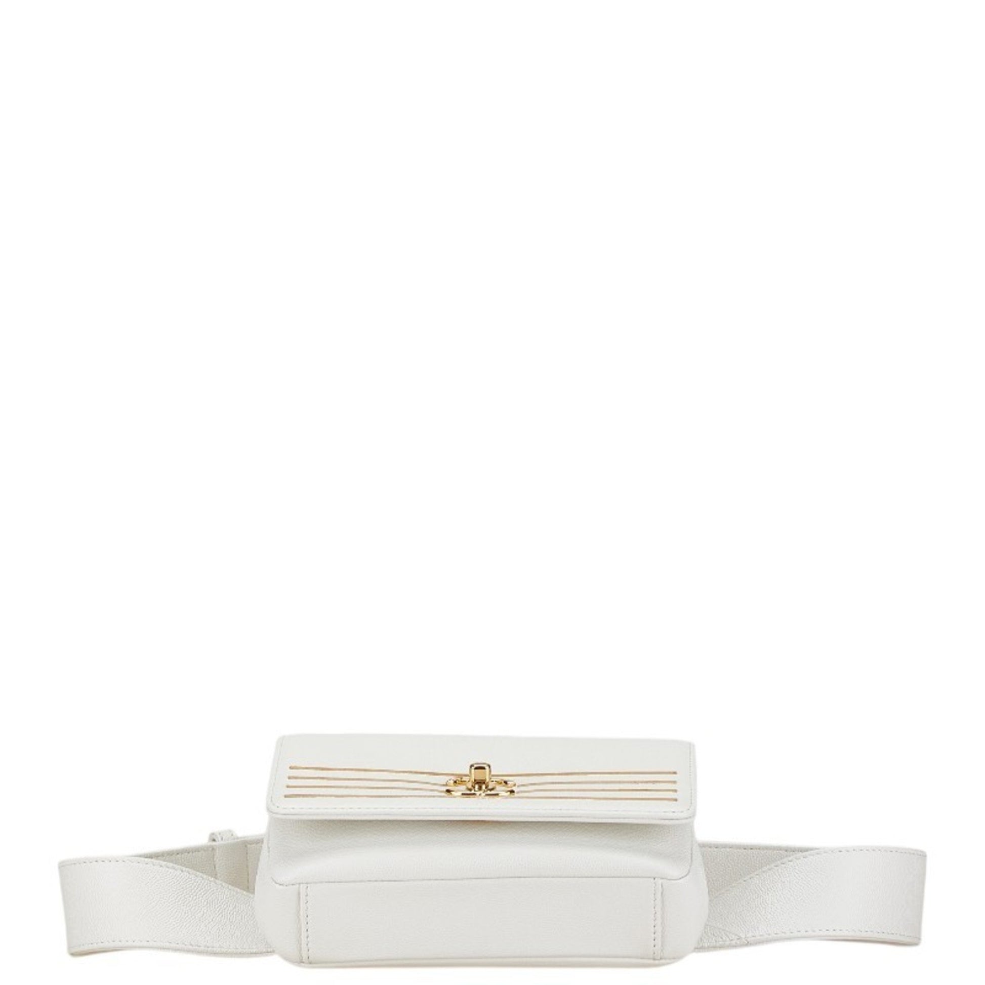 Chanel Coco Mark, White, Leather, shoulder