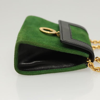 Celine Circle Logo Suede, Green, Suede, Clutch