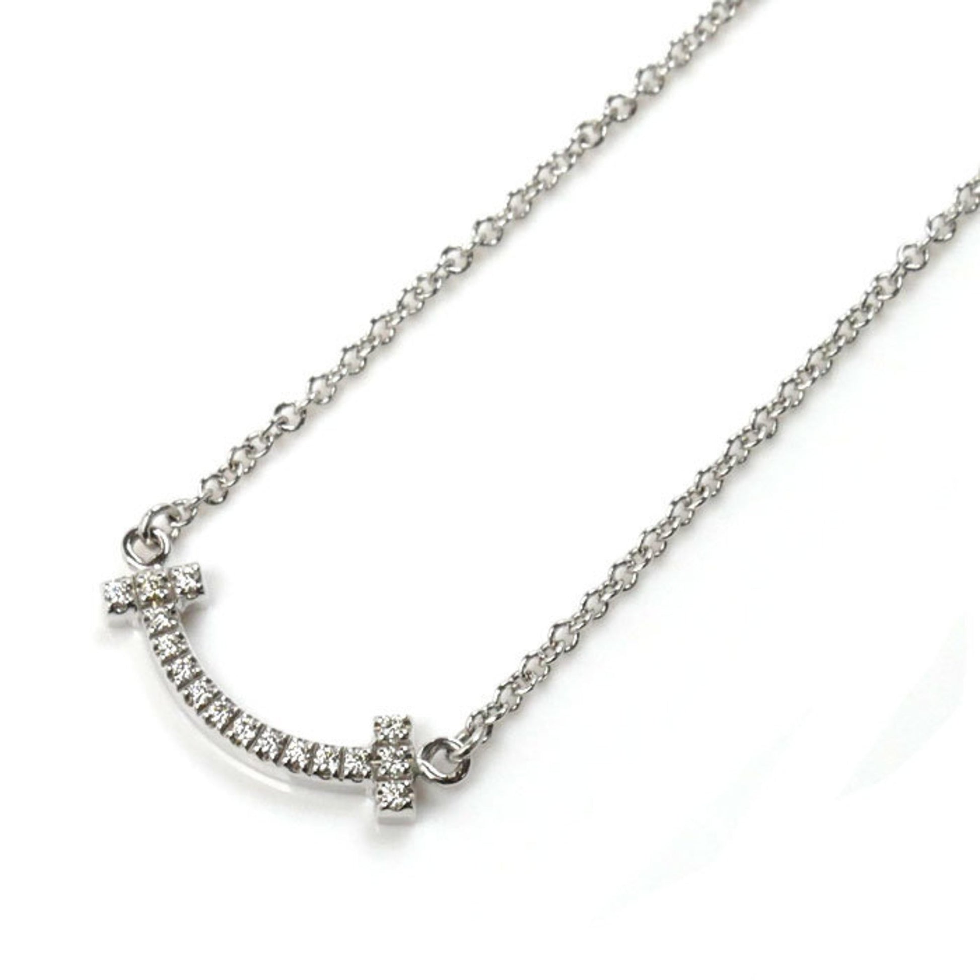 Tiffany & Co T Smile, Silver, White Gold, necklace