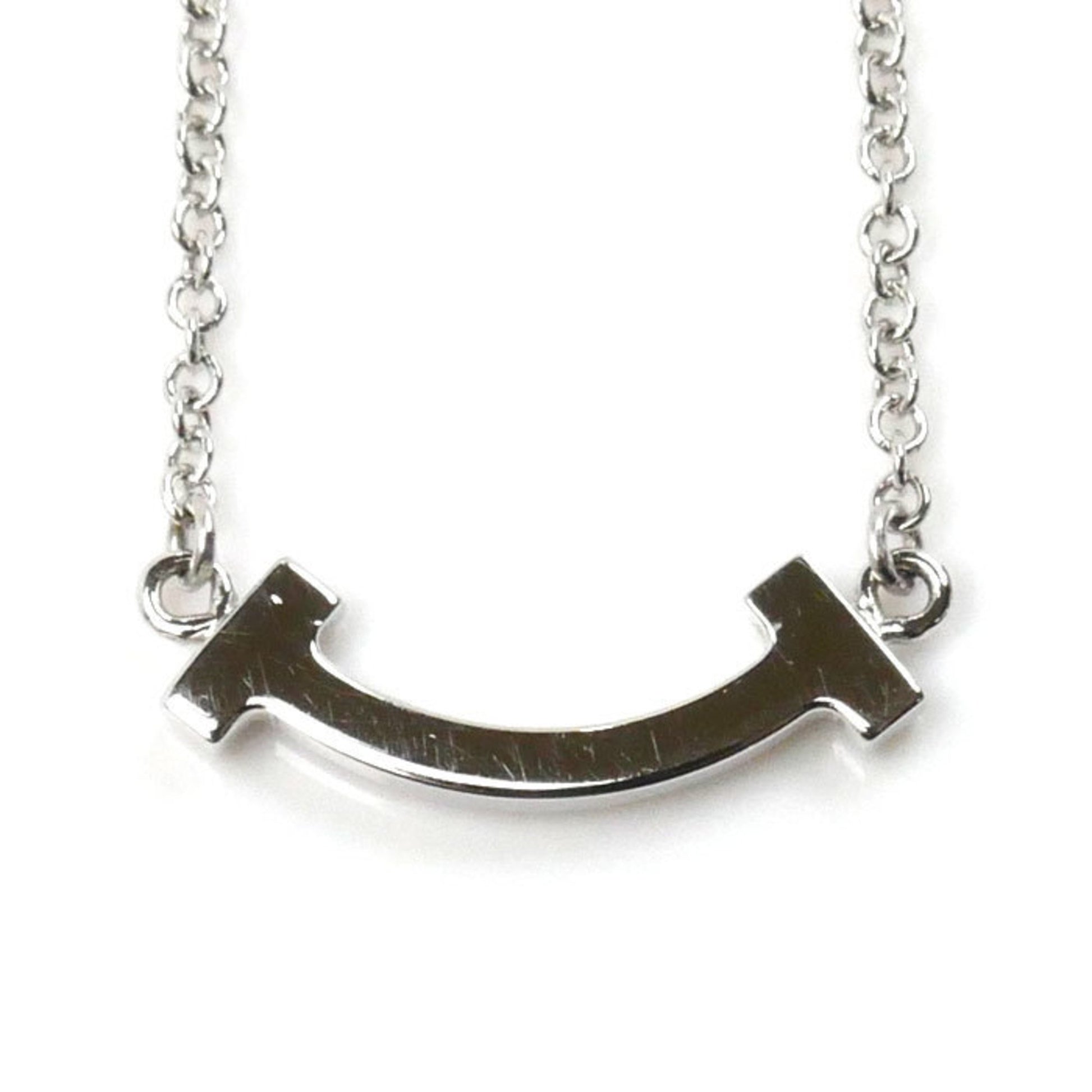 Tiffany & Co T Smile, Silver, White Gold, necklace