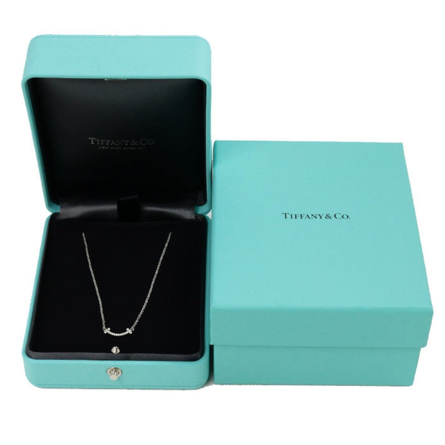 Tiffany & Co T Smile, Silver, White Gold, necklace